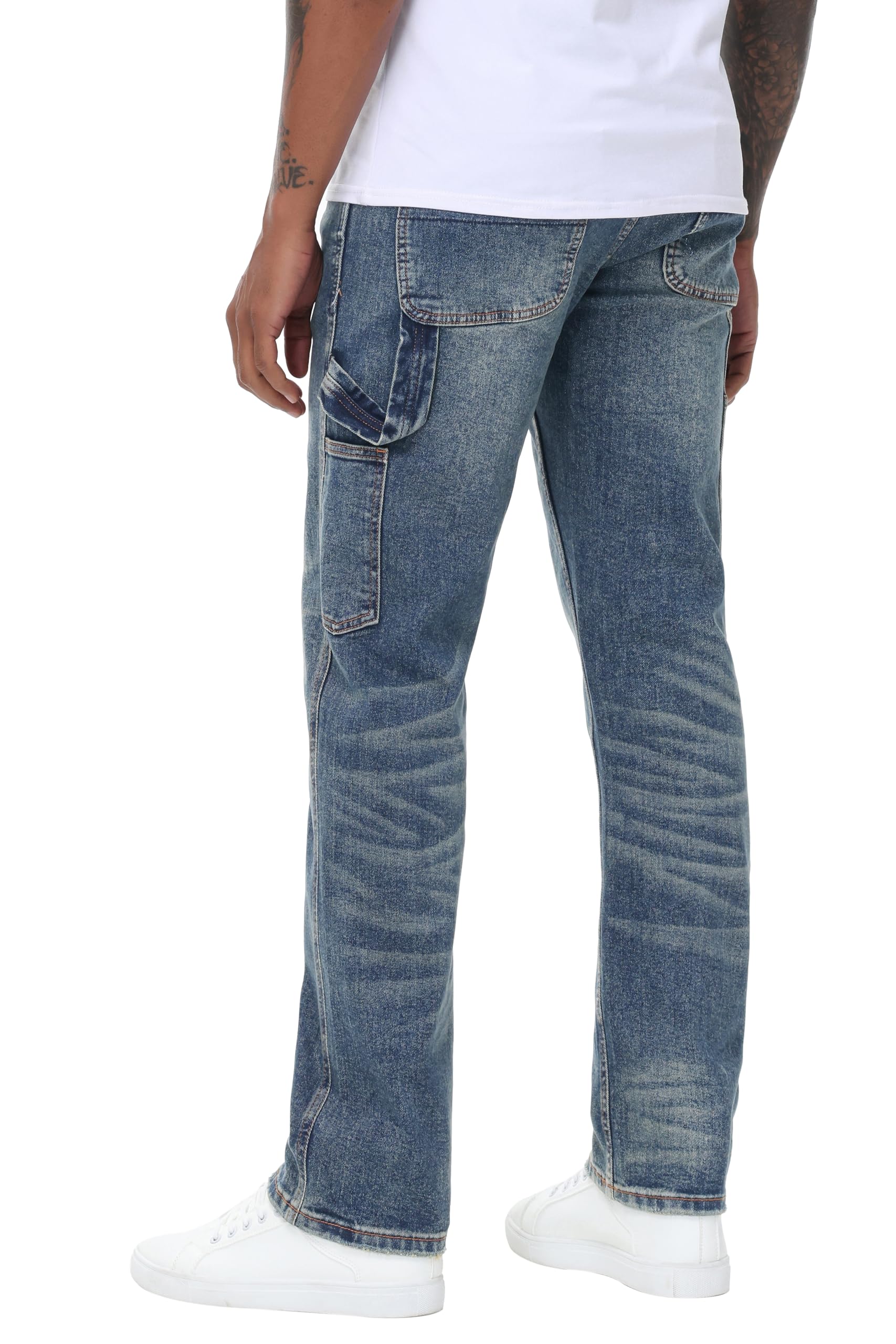MZNBURAM Men's Stretch Regular Fit Straight-Leg Cotton Fashion Comfort Flex Waist Denim Pants Jeans