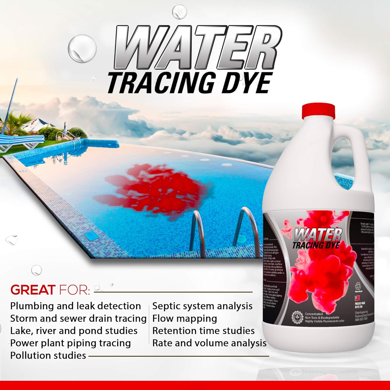 Green Gobbler Red Water Tracing & Leak Detection Flourescent Dye - 1 Gallon
