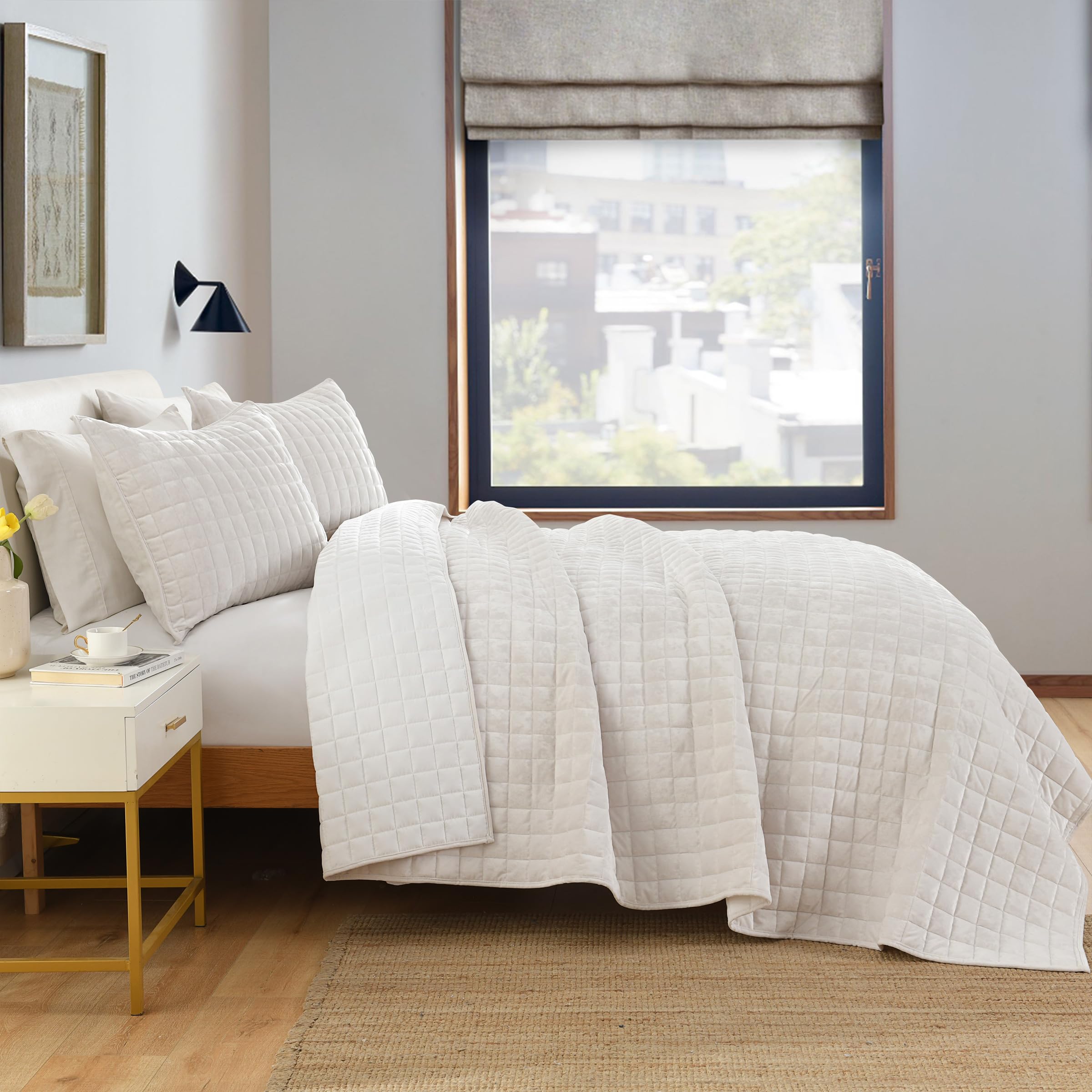 Secgo Twin Comforter Set for Bed - 100% Cotton Quilts Twin Size, Black Bedspreads with 2 Pillow Shams, Patchwork Reversible Lightweight Bedding
