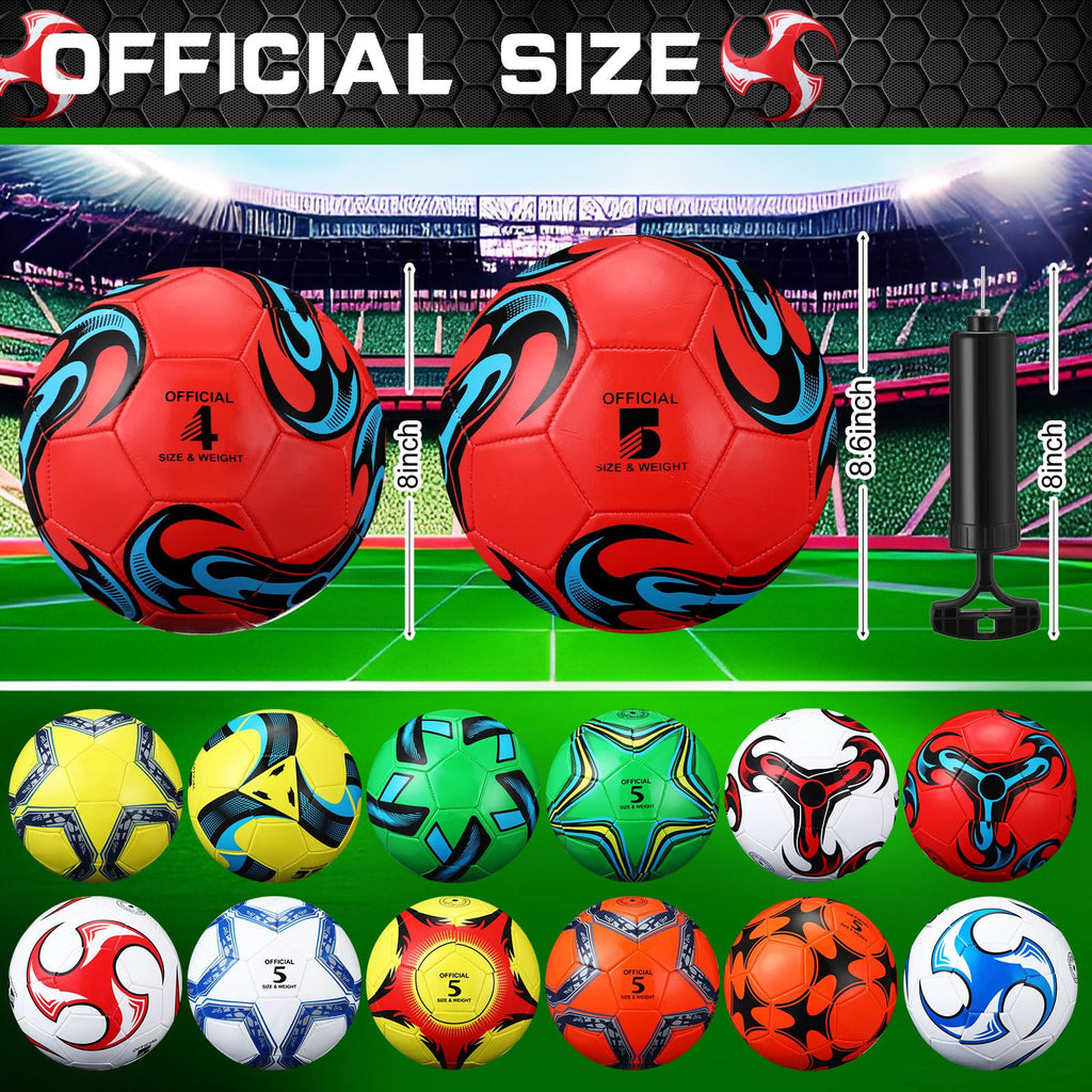 Lunmon 12 Pcs Bulk Soccer Balls with 2 Pump Official Size Deflated Ball Football for Indoor Outdoor Game Sports Training Adult Players Soccer Birthday Gift Global