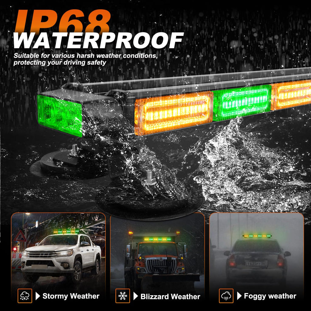 ASPL 26inch 126 LED Rooftop Emergency Strobe Lights Bar Double Side Flashing Safety Warning Traffic Advisor Light Bar Hazard Snow Plow Light for Work Trucks Vehicles Construction Tow Pickup(Amber)