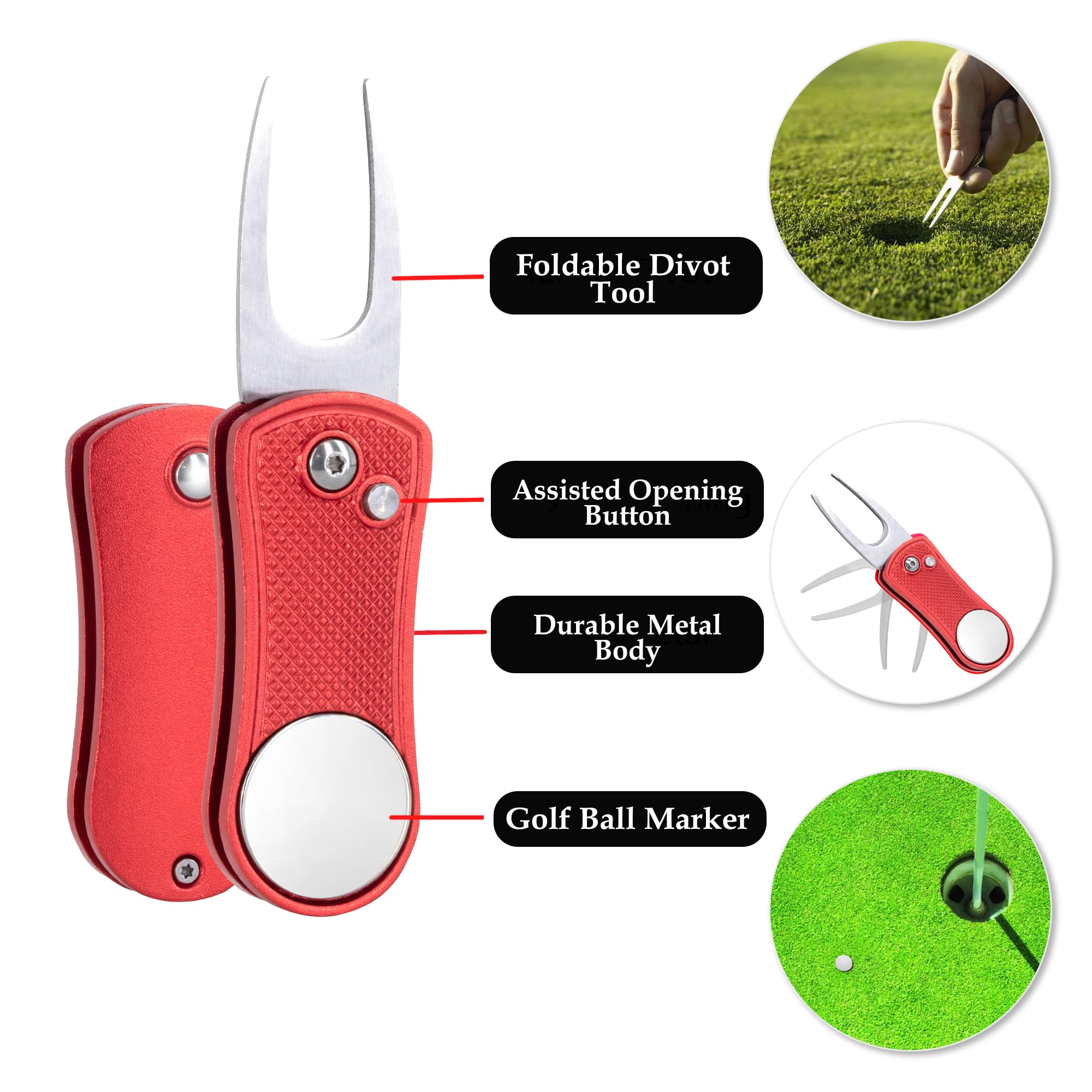 Golf Essentials Kit | Must-Have Accessories – Water Brush, Towel, Club Brush, Ball Marker, Divot Repair Tool, Ball & Tee Holder, Golf Gifts for Men & Women