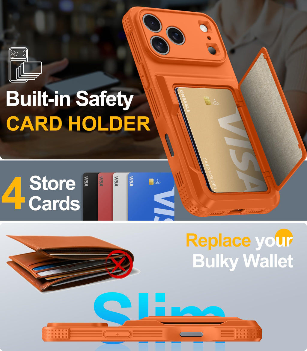 Oneagle Wallet for iPhone 16 Pro Max Case with Card Holder (4-5 Cards) [RFID Blocking] [Privacy Screen Protector] Full Camera Protection & Kickstand, 15FT Shockproof Phone Case for iPhone 16 Pro Max