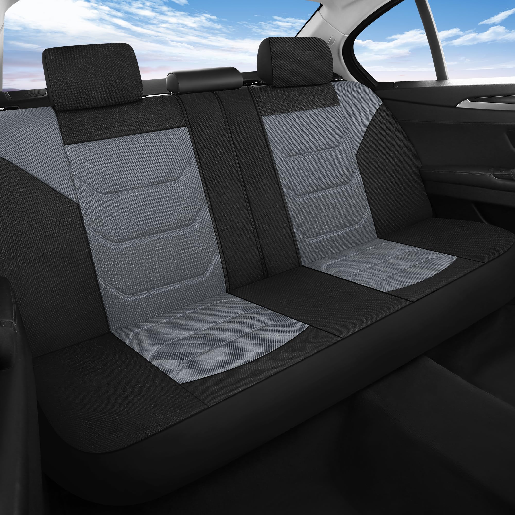 Pariiaotin 3D Air Mesh Car Seat Covers Front Sets Washable and Breathable Premium Cloth Automotive Vehicle Seat Covers for Cars Interior, Universal Fit for Most Cars, Sedan, Truck, SUV(Black)
