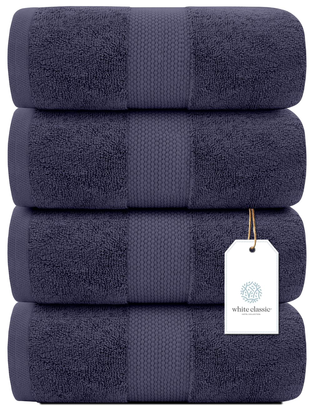 White Classic Luxury Bath Towels Set of 4 Large - 700 GSM Turkish Cotton Ultra Soft Bath Towels 27x54 | Highly Absorbent and Quick Dry | Hotel Towels for Bathroom Luxury, Plush Shower Towels, White