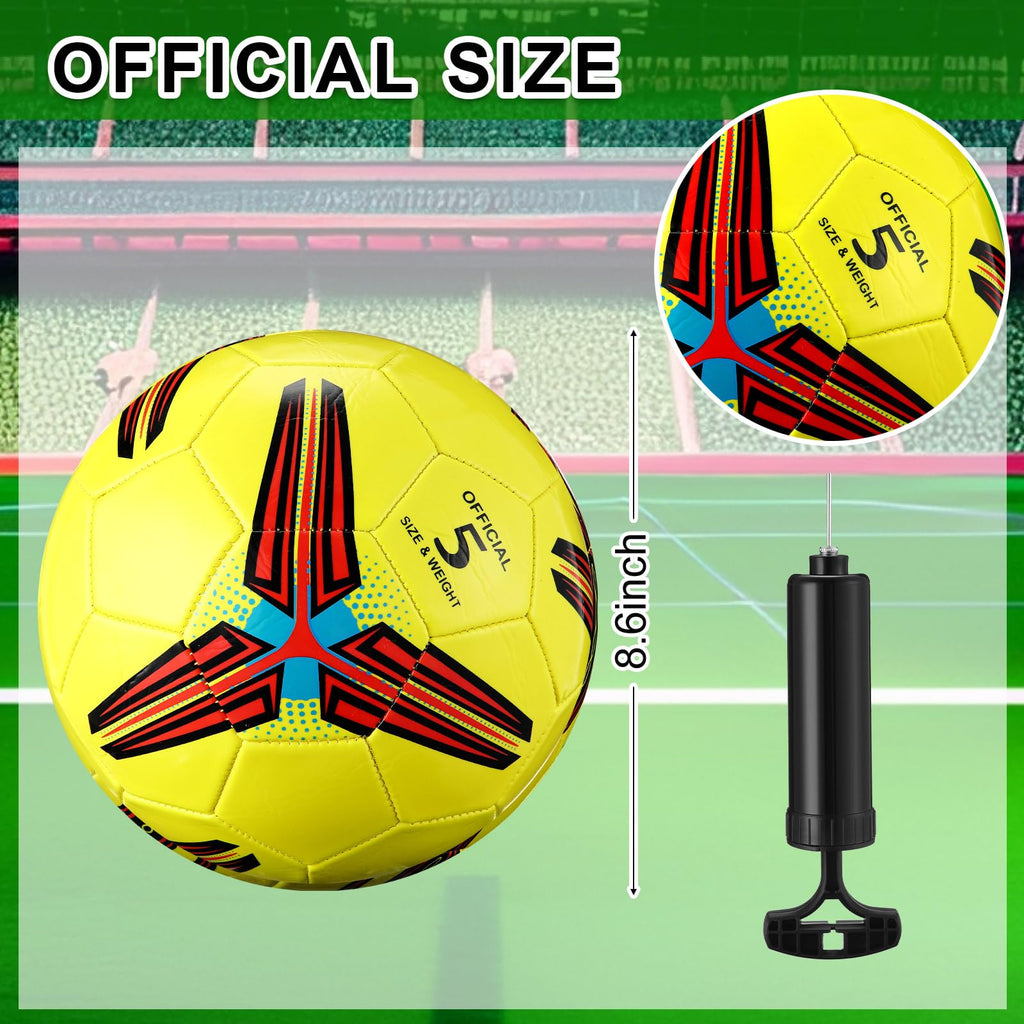 Lunmon 12 Pcs Bulk Soccer Balls with 2 Pump Official Size Deflated Ball Football for Indoor Outdoor Game Sports Training Adult Players Soccer Birthday Gift Global