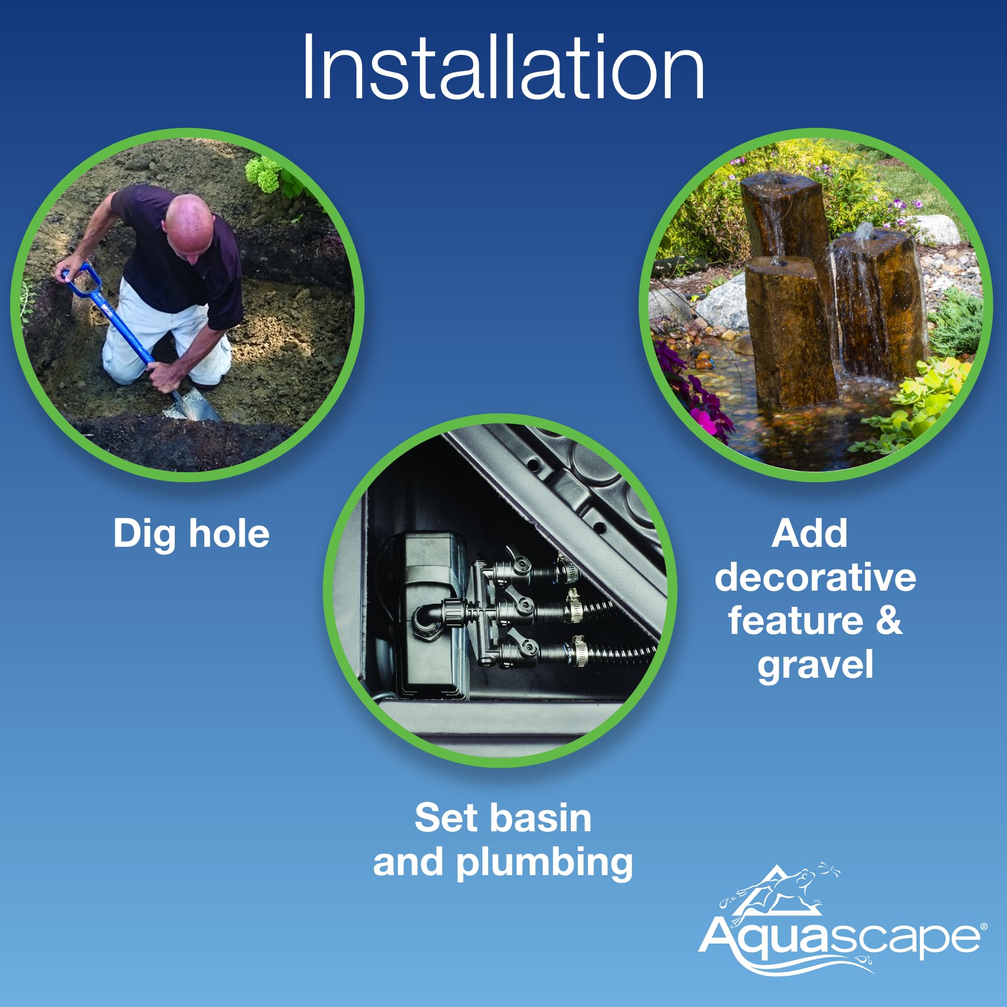 Aquascape AquaBasin 30 Fountain and Water Feature Basin for Landscape and Garden | 78223, Black, 27 Gallon
