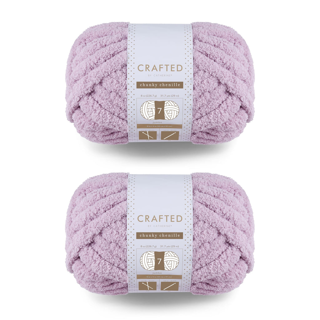 Crafted By Catherine Chunky Chenille Yarn - 2 Pack (8 oz / 227 g, 31.7 Yards Each Skein), Beige, Gauge 7 Jumbo