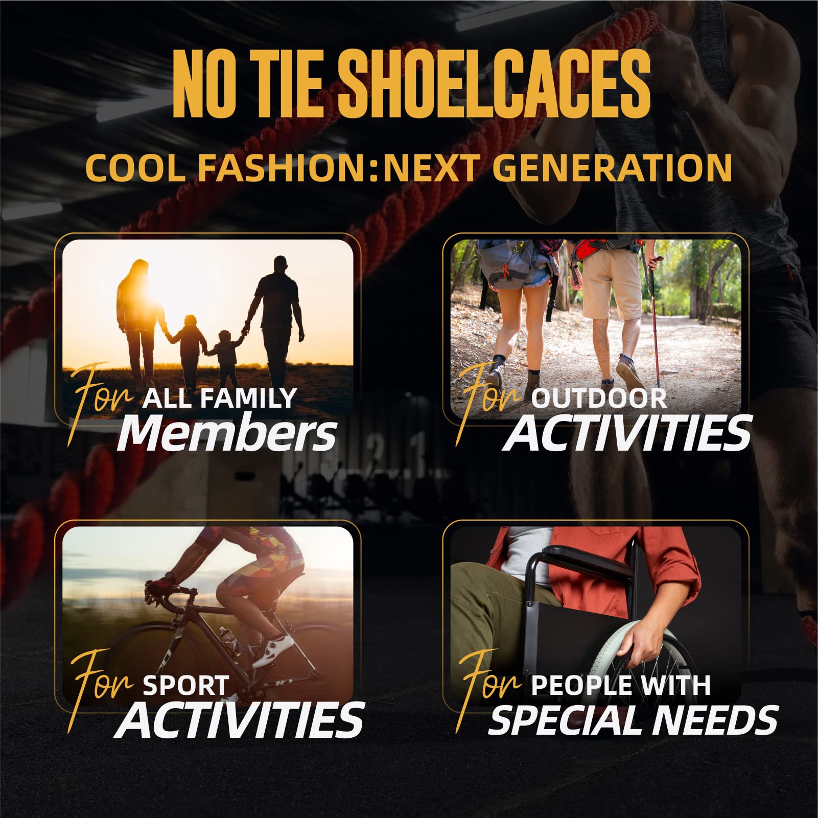 No Tie Shoelaces - Elastic Shoe Laces - Lock Shoelaces for Sneakers - One Size Fits All for Adults and Kids