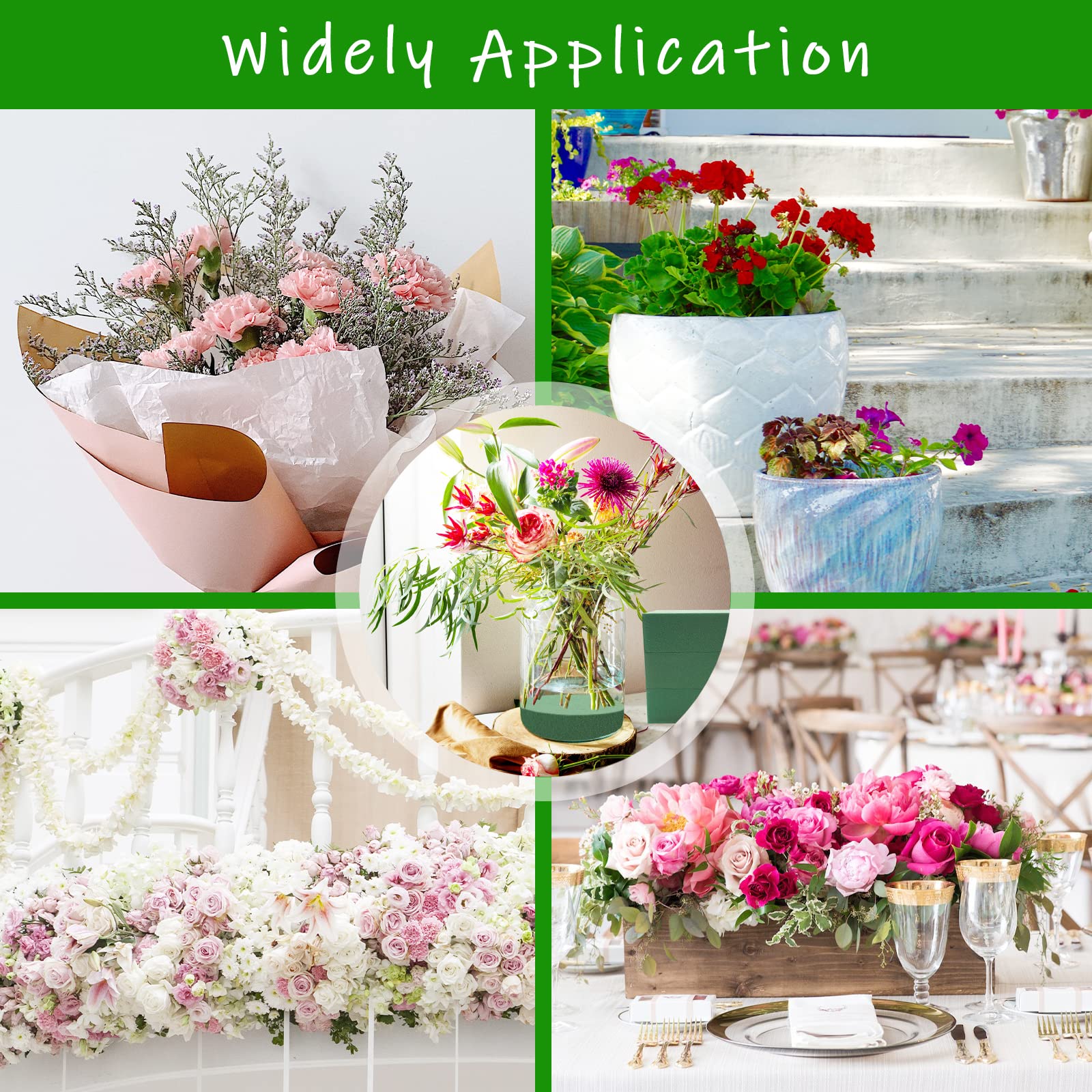 Prashent 9.2FT 14 Piece Floral Wet Foam Garland for Fresh Flowers, Floral Craft Wet Foam for Home Garden Wedding Decoration, Arch Door Tabletop Flower Arrangement DIY Material