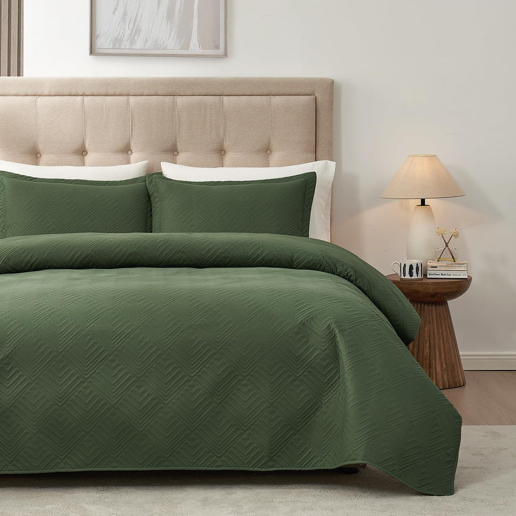 Hansleep Black Quilt Twin Size - Damask Ultrasonic All Season Bedspread Twin, Soft Lightweight Coverlet Bedding Set, 2 Pieces (1 Quilt, 1 Pillow Sham)