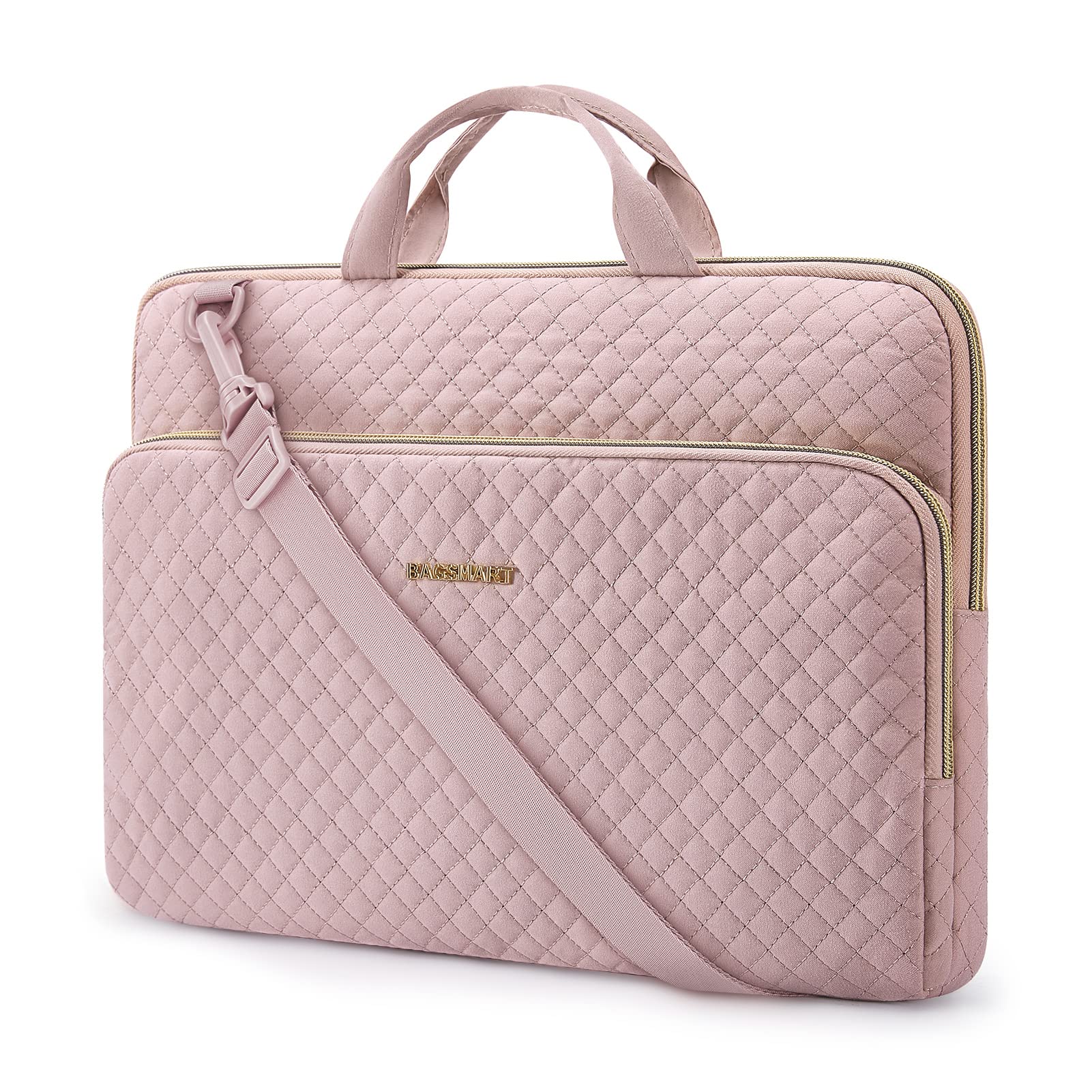 BAGSMART Laptop Case Compatible with 13-13.3 inch Notebook,Compatible with MacBook Pro 14 Inch,MacBook Air,Protective Carrying Bag with Pocket,Handles, Beige