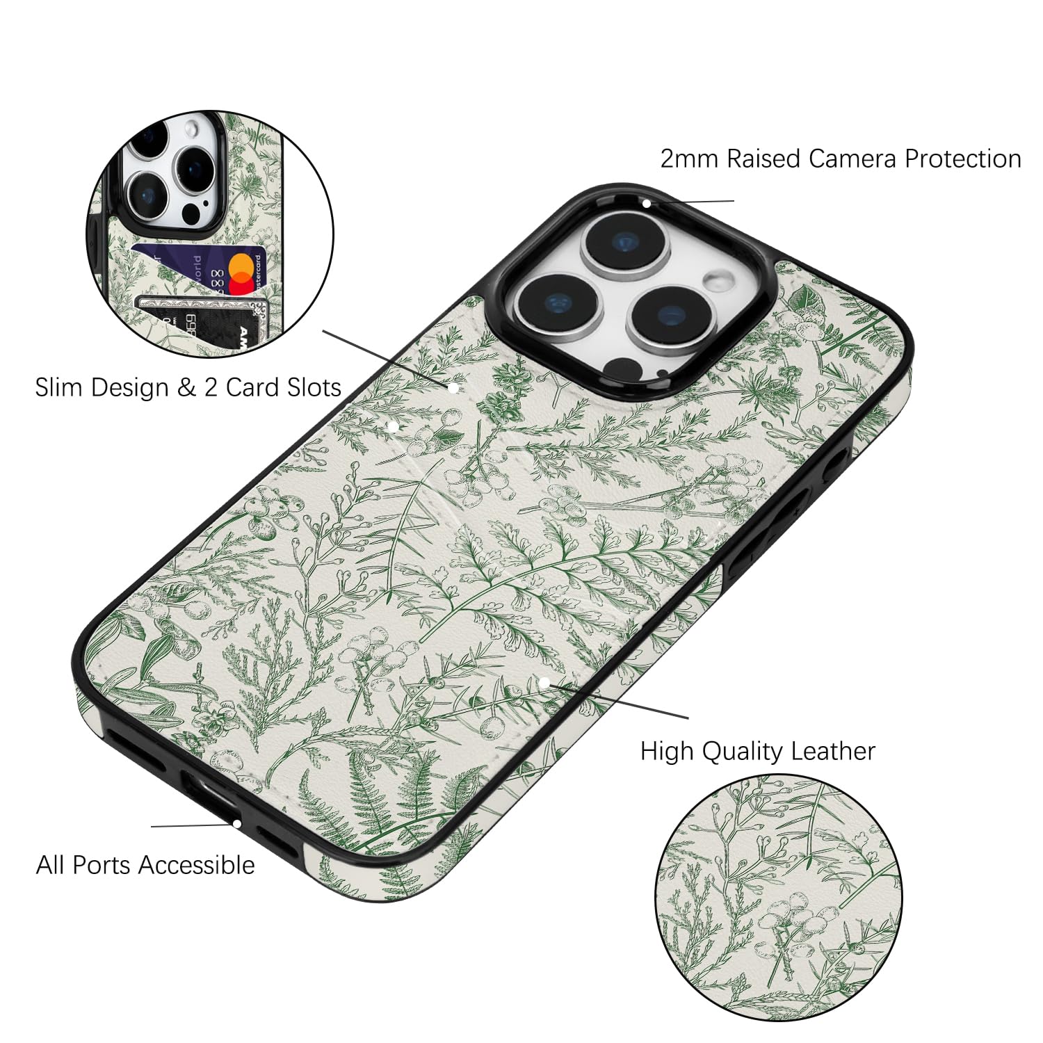 for iPhone 11 6.1 inch Case with Card Holder Soft Leather Wallet Case Protective Shockproof Hard Cover for Women Man (Blue Floral, iPhone 11 6.1 inch)