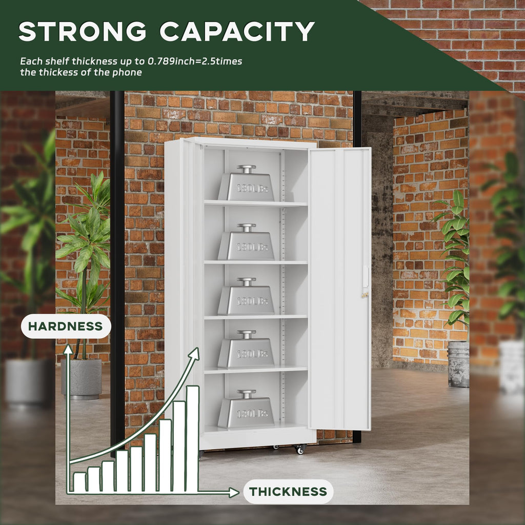 Greenvelly Metal Storage Cabinet, 36" Locking Storage Cabinet with Doors and Shelves, Lockable Storage Cabinets for Home Office, Utility Locker Cabinet, Steel Garage Cabinet with 2 Keys, Black