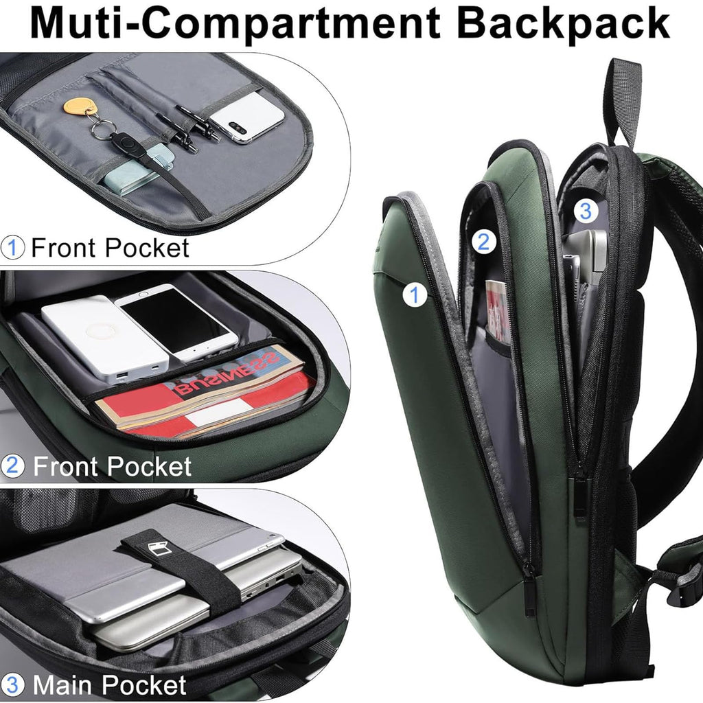 hk Business Backpack for Men 15.6 Inch,Slim & Expandable Waterproof Travel Laptop Backpack, Anti-Theft Lightweight Work Computer Bag, College Laptop Backpacks Gifts for Men Women-Black