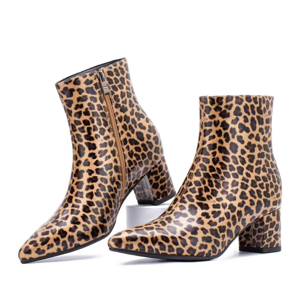 Women's Ankle Boots Pointed Toe Chunky Block Heel Short Boots for Women Low Heeled Booties
