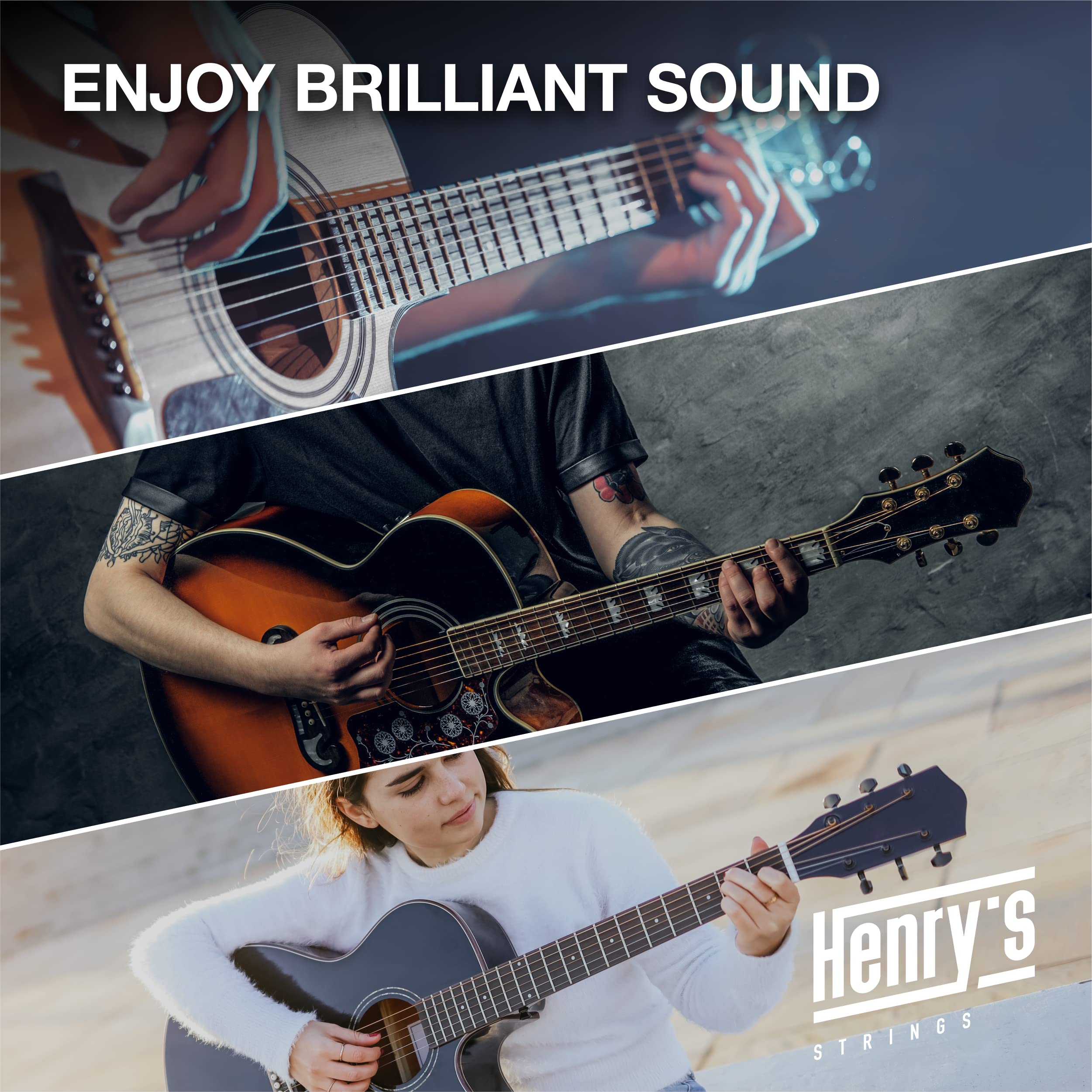 Light Acoustic Guitar Strings 10-47 - Brilliant Sound & Extra E1 String & 3xGuitar Picks - Phosphor Bronze Guitar Strings Acoustic - Acoustic Guitar Strings 6 String Set