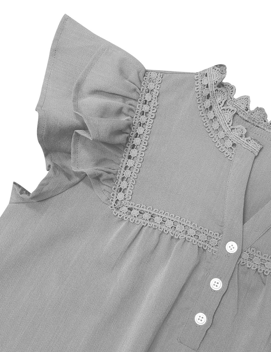 Women's V Neck Lace Crochet Shirts Button Down Short Sleeve Casual Blouse Tops