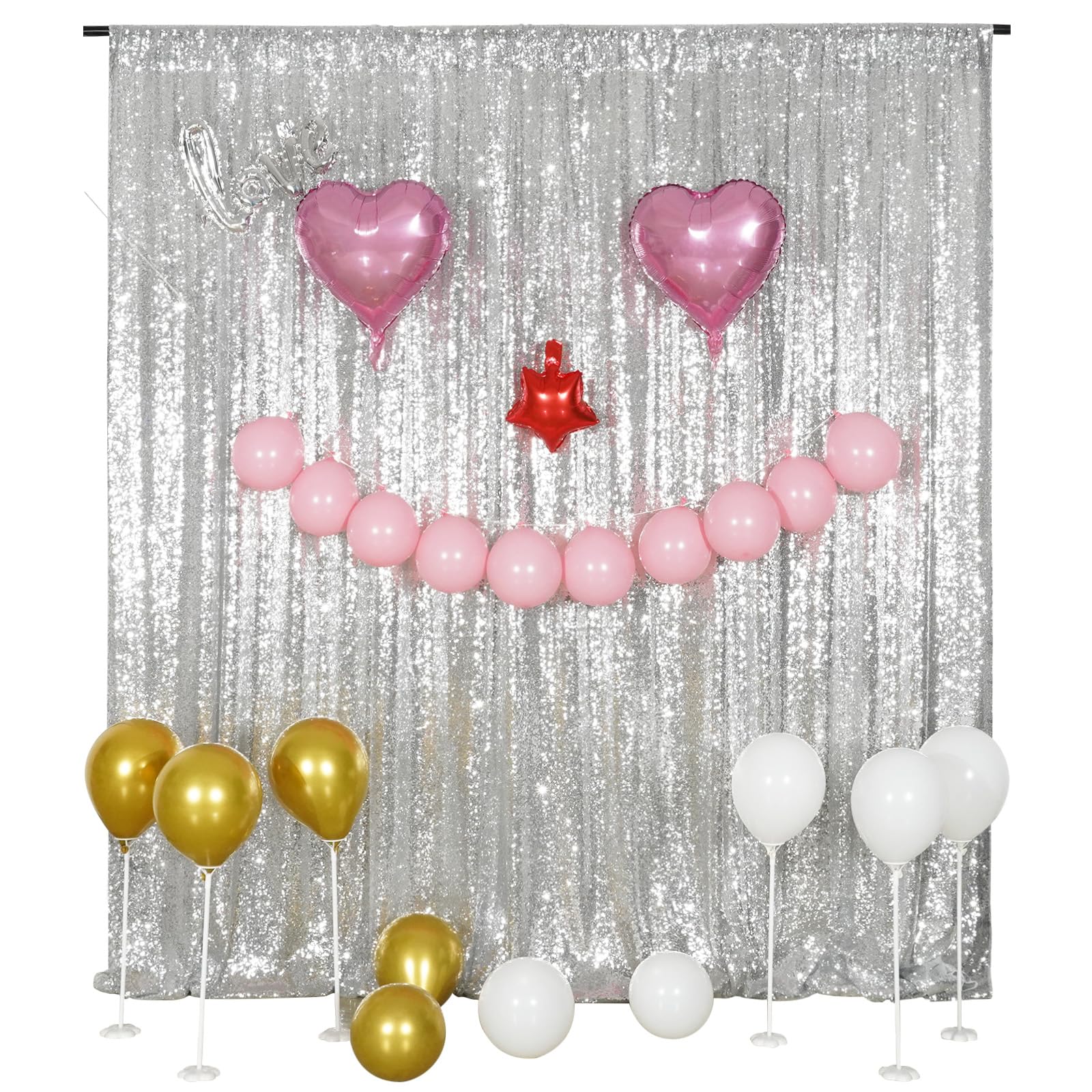 Poise3EHome Baby Blue Sequin Backdrop Curtain, 2 Panels 2Ft x 8Ft Glitter Photography Background for Party Baby Shower Wedding Birthday Christmas Thanksgiving Halloween Decoration