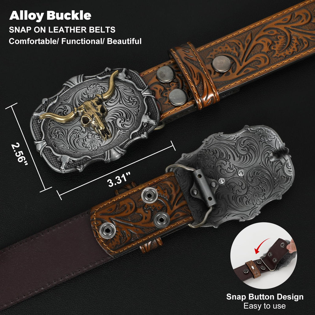 BELTROAD Western Leather Buckle Belt for Men Women Cowboy Cowgirl Mens Leather Belt for Jeans Christmas Men's Belt Gifts