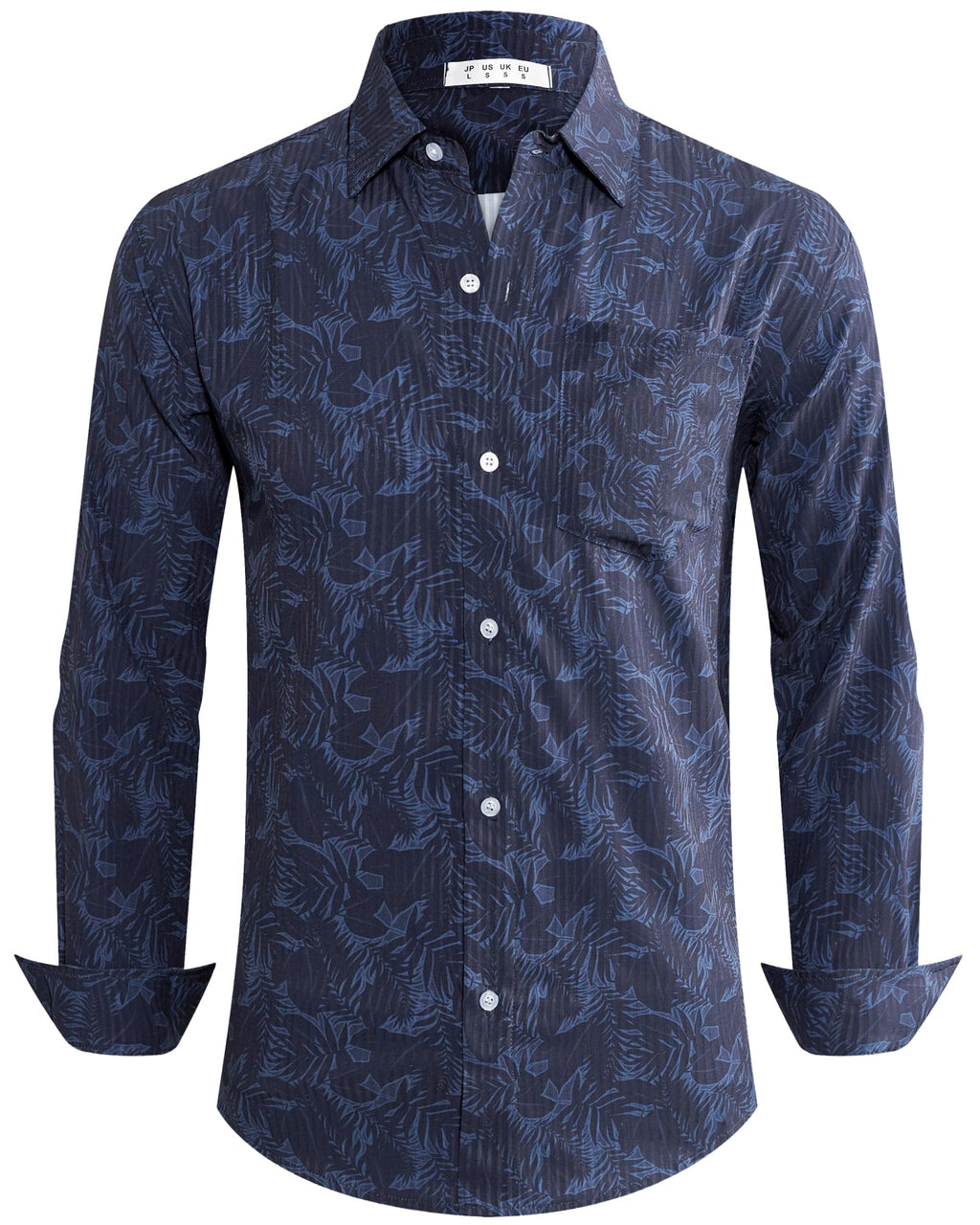 BOJIN Men's Dress Wrinkle-Free Floral Hawaiian Long Sleeve Flower Printed Casual Button Down Shirts with Pocket
