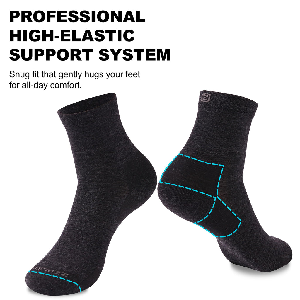 No Show Athletic Socks, ZEALWOOD 3 Pairs Merino Wool Ultra-Light Running Tennis Golf Socks for Men Women