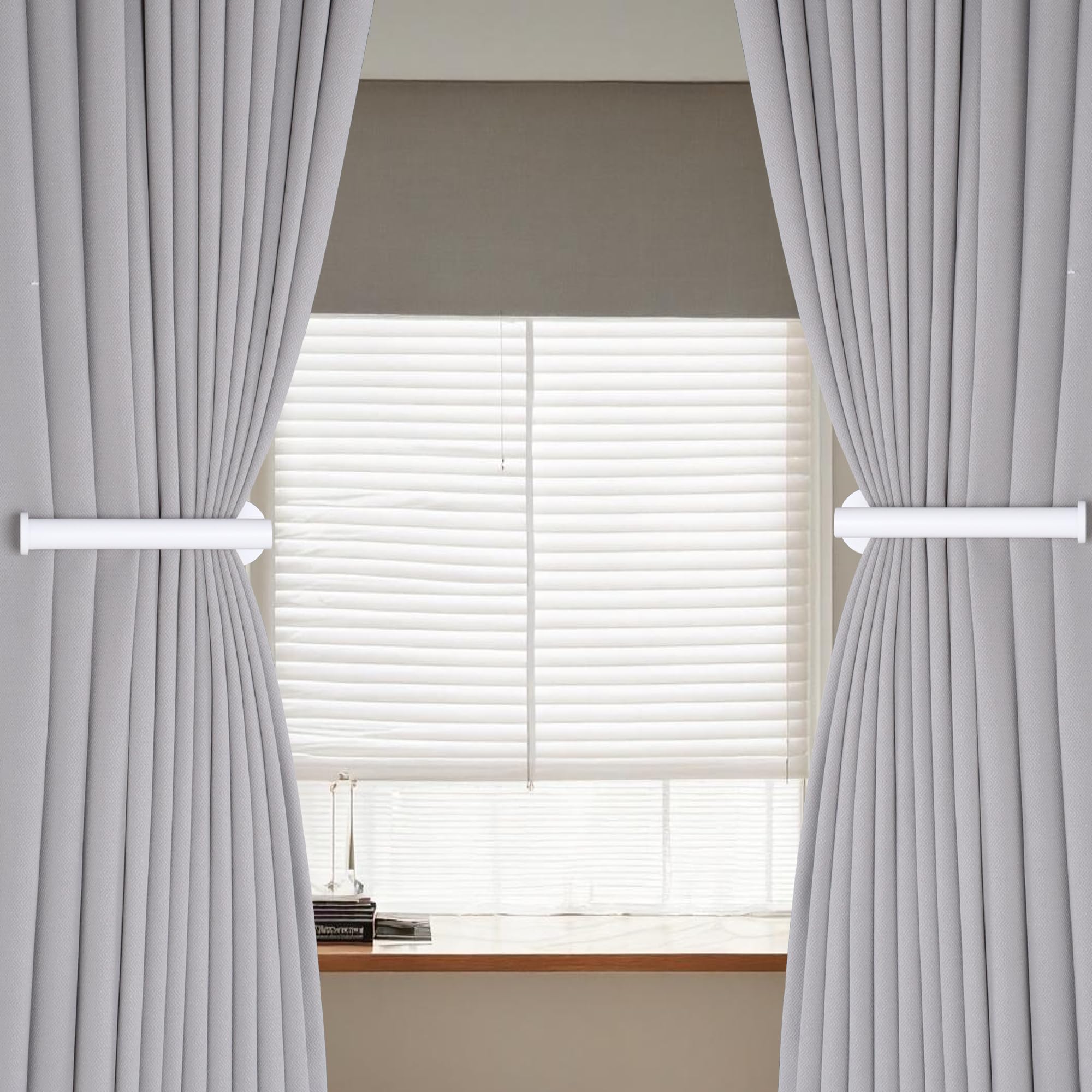 Groleca 2 Pack Adhesive Curtain Holdbacks Curtain Tie Backs Curtain Holdbacks No Drill Curtain Pull Backs Adhesive Curtain Hooks Curtain Holders for Drapes (2, Black)