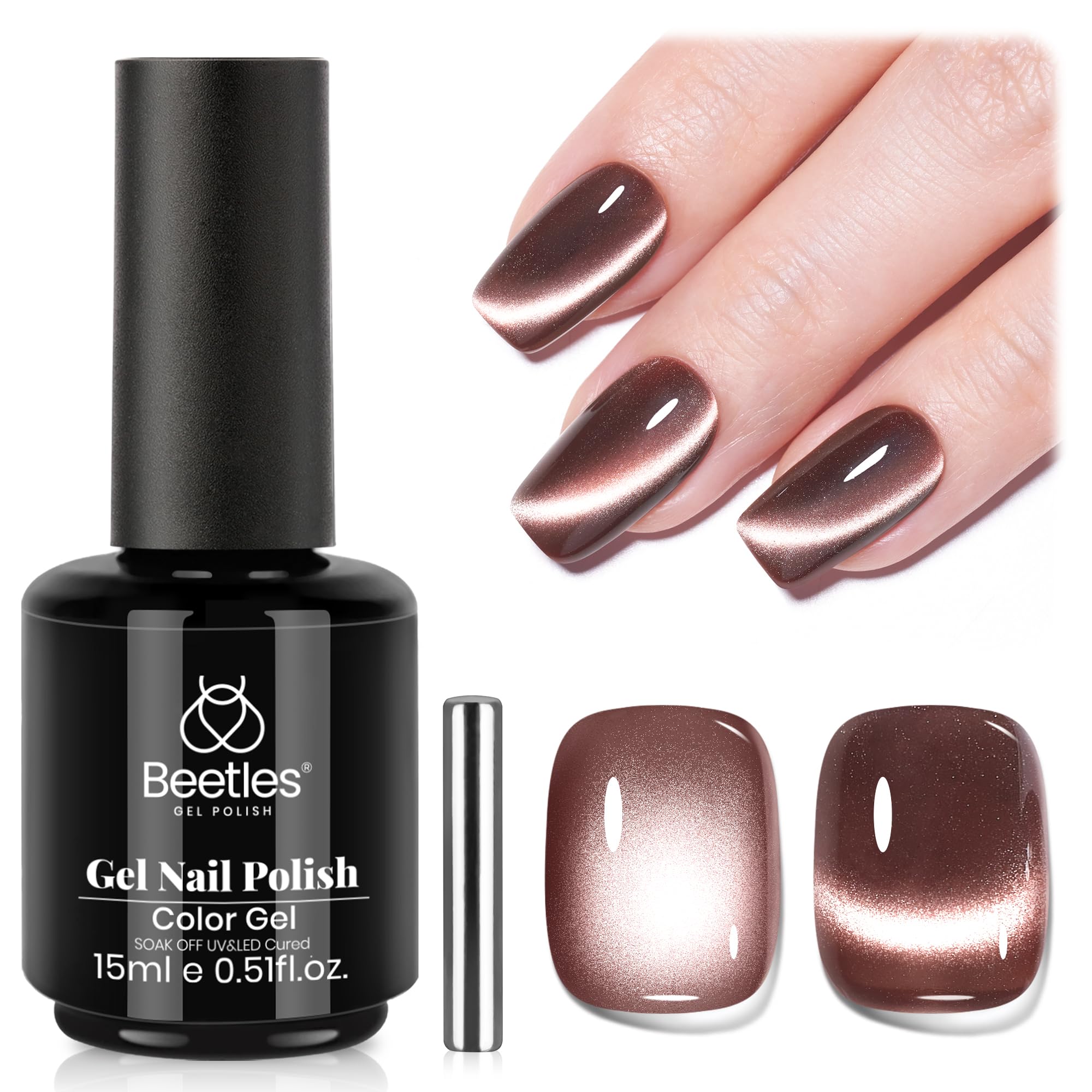 Beetles Star Cascade Silver Cat Eye Gel Nail Polish - 15ML Christmas Silver Glitter Cat Eye Gel Polish with Magnet Soak Off UV Velvet Nail Polish Salon DIY Manicure Winter Gift for Women