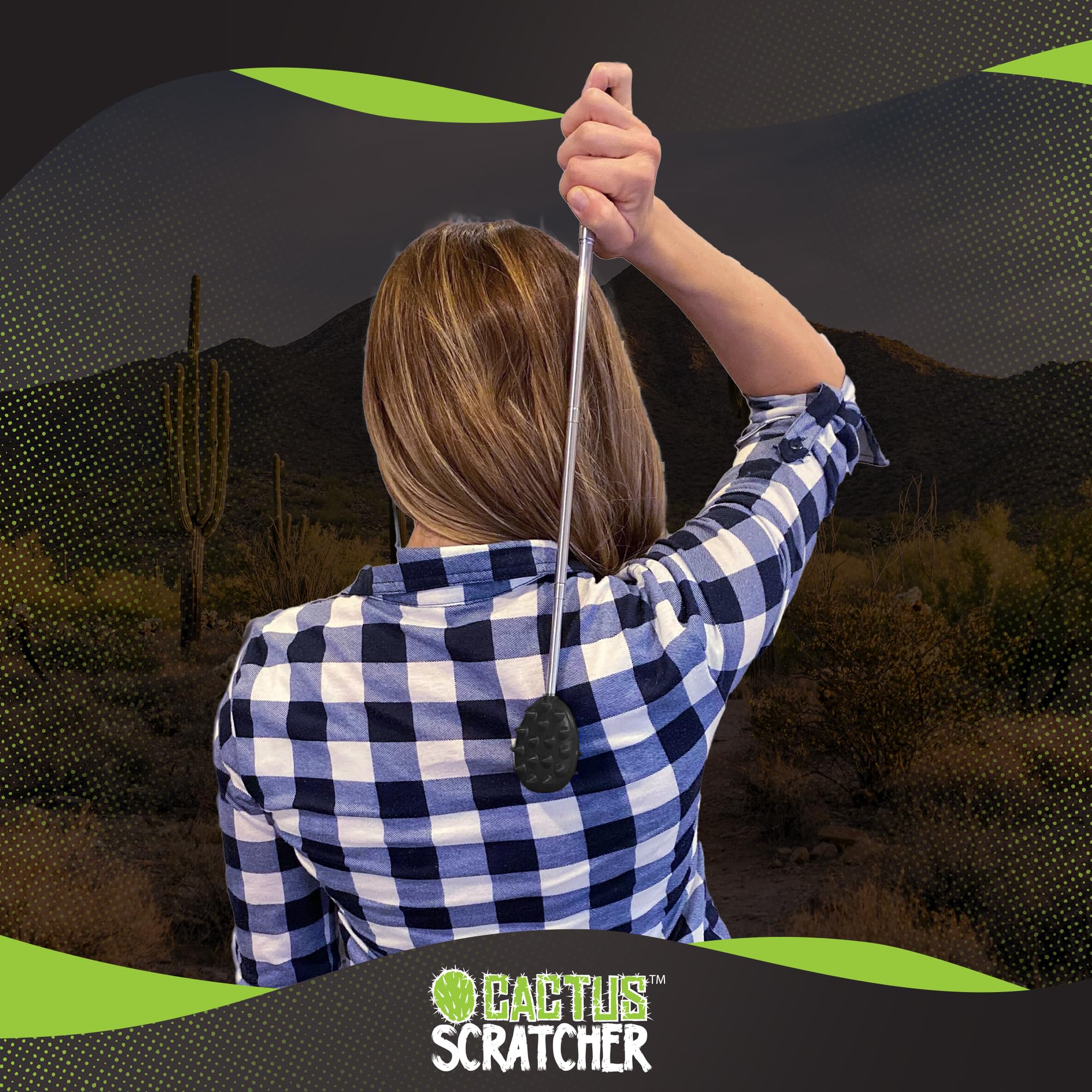 Cactus Scratcher Extendable Big Stick Back Scratcher - Extends 29" Long Double Sided Retractable Scratching Tool for Hand, Neck, Head, and Body - Universal Gift for Family, Pets, and Friends, Glow