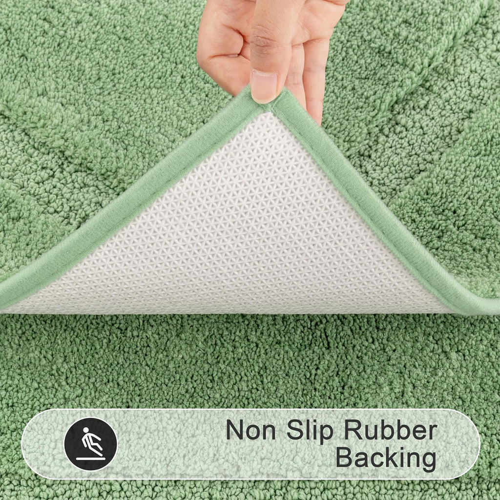 SHACOS Black Bathroom Rugs Sets 3 Piece, 16"x24" + 20"x32" Non Slip Bath Mat and 20"x24" Toilet Rugs U Shaped Washable, Soft Fluffy Water Absorbent Bath Rugs for Bathroom