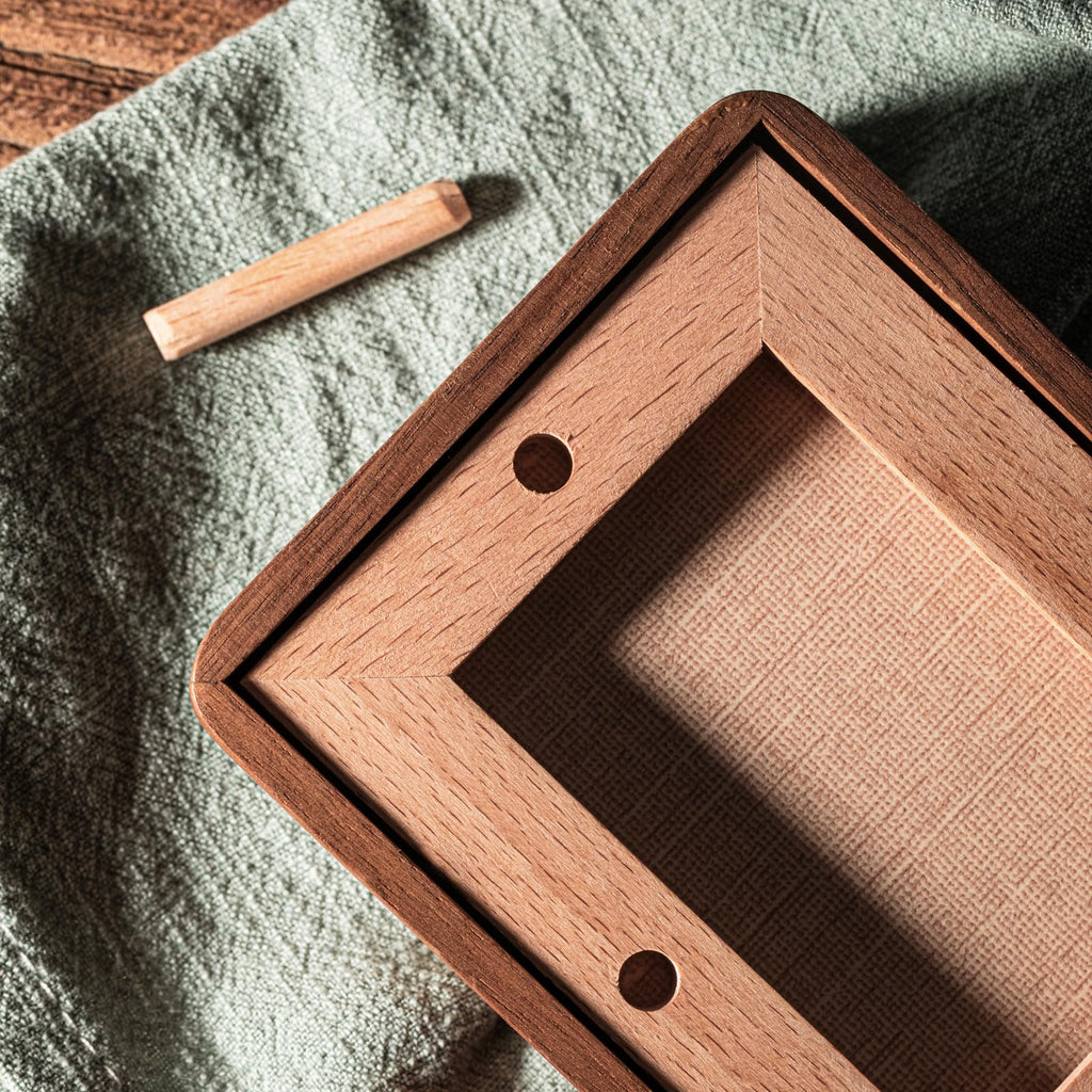 Mini Wood Picture Frame,Small Picture Frames 2x3 with Tiny Mat | Cute Polaroid Picture Frame,Teak Solid Natural Wood Tiny Photo Frame, Tabletop and Wall Mounting