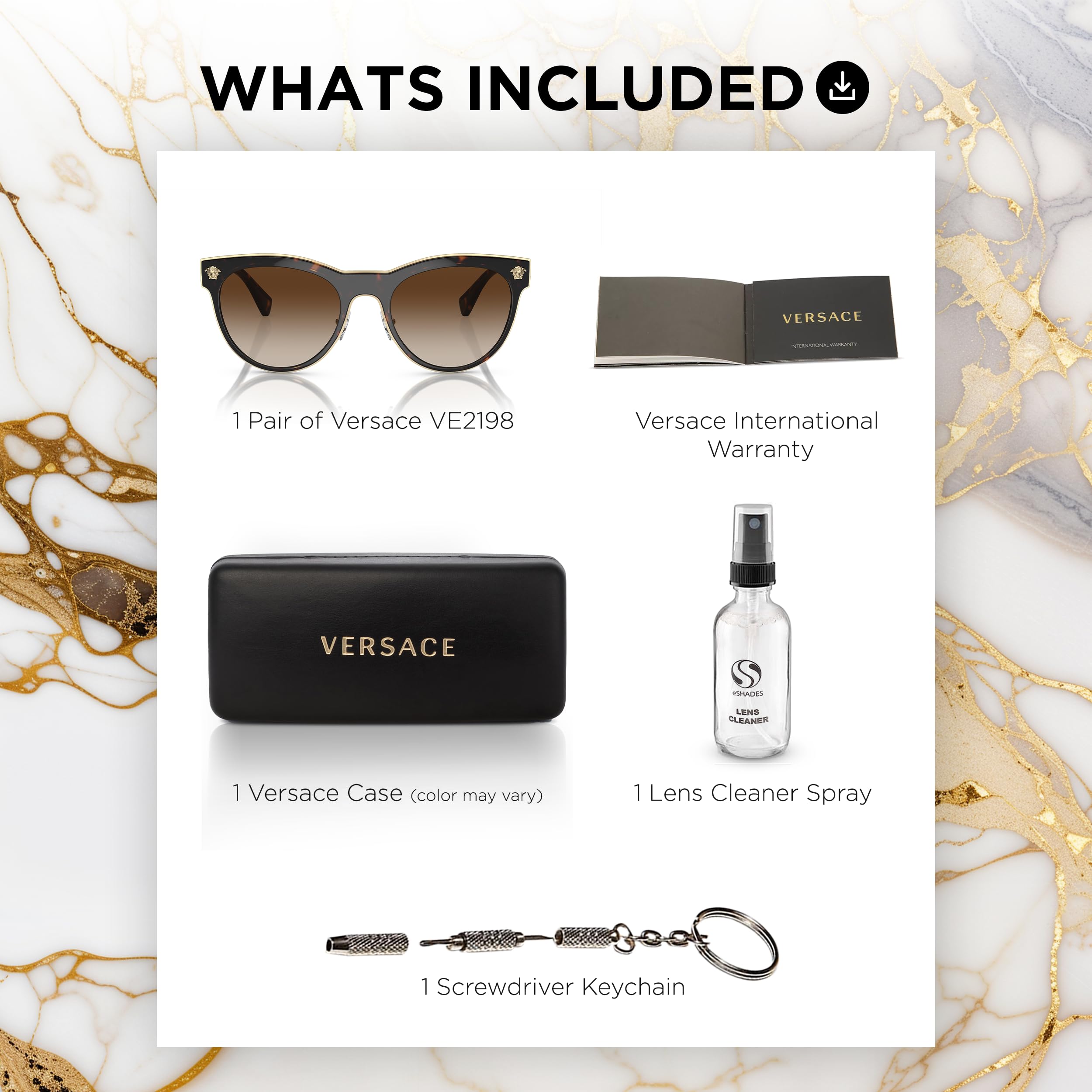 VERSACE VE2198 Phantos Shape Metal Sunglasses 54mm