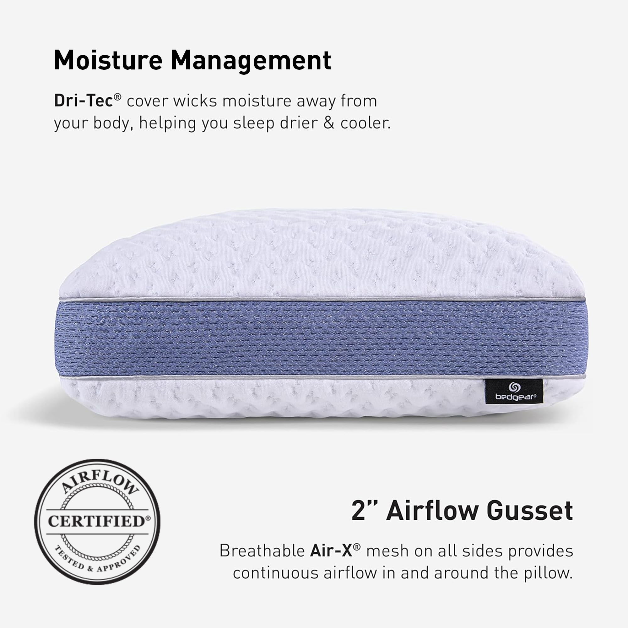 Bedgear Balance 1.0 Performance Pillow, Medium Support Bed Pillow for All Sleep Positions | Boost Blend Fill with Responsive Comfort & Air-X Mesh Ventilation | Washable Hypoallergenic Pillow