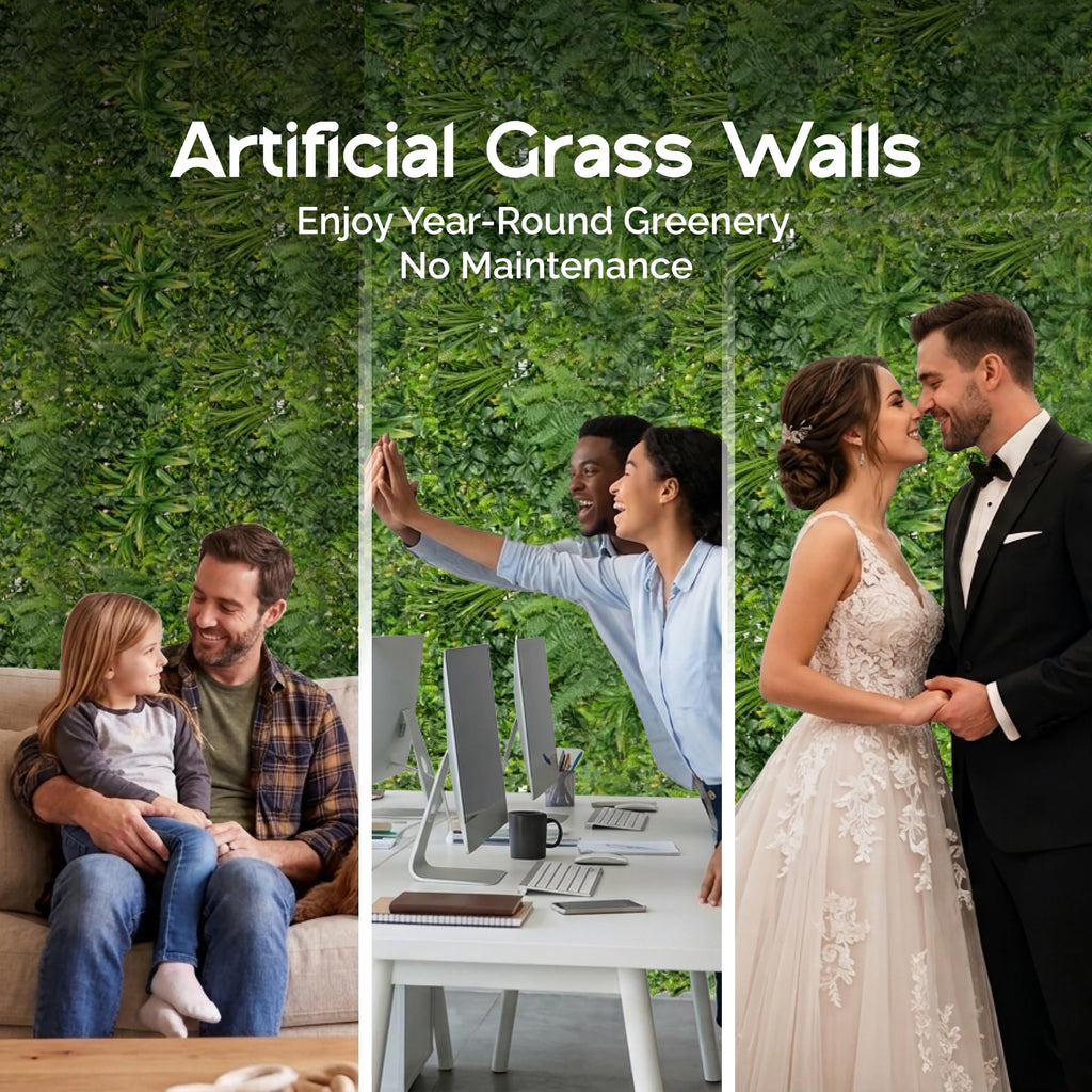 NatraHedge 20''X40'' Artificial Kauai Living Wall Grass Wall Decor, 5Pcs (28SqFt) Hedge Leaf Grass Panels for Indoor, Outdoor, Garden and Balcony Privacy Fence Screen