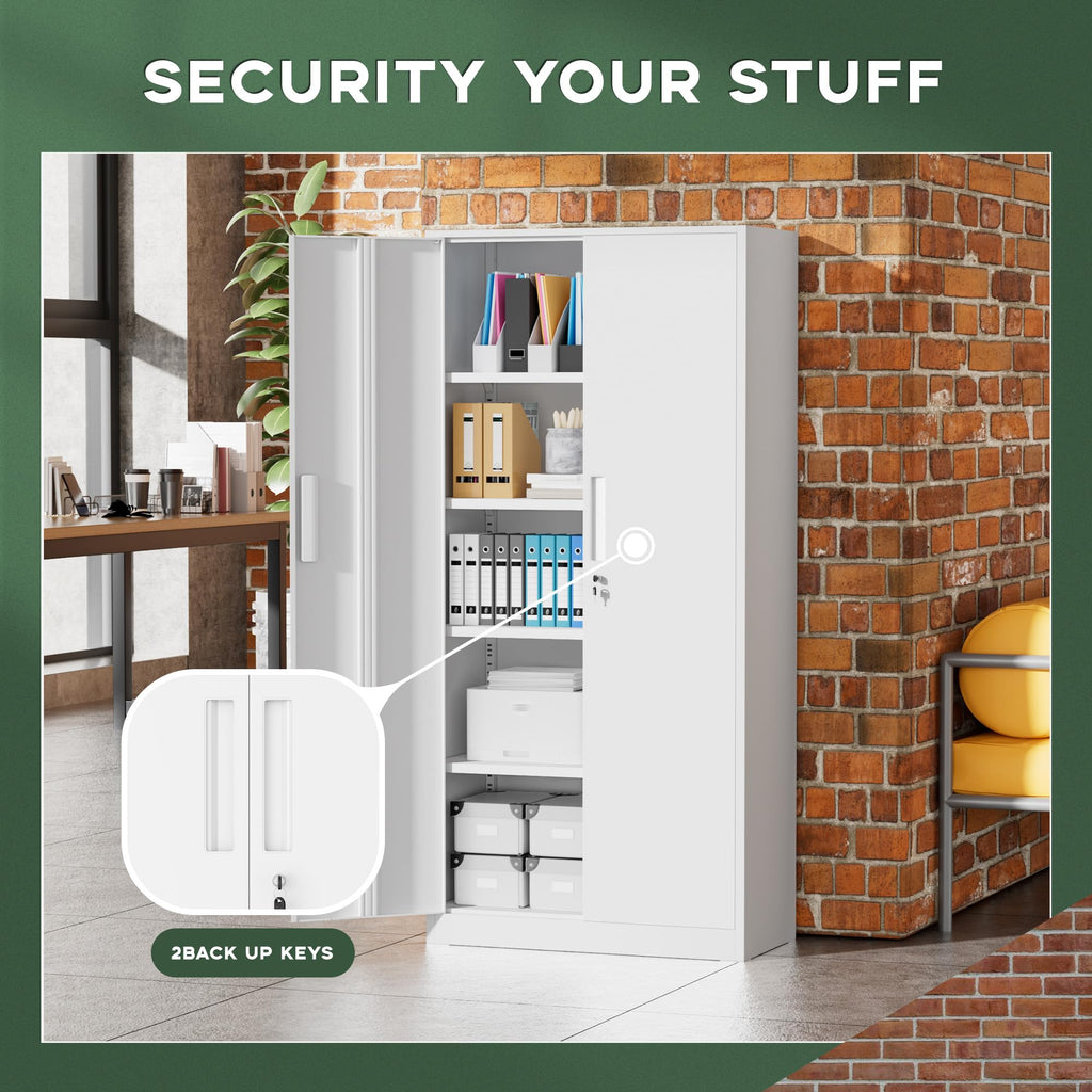 Greenvelly Metal Storage Cabinet, 36" Locking Storage Cabinet with Doors and Shelves, Lockable Storage Cabinets for Home Office, Utility Locker Cabinet, Steel Garage Cabinet with 2 Keys, Black