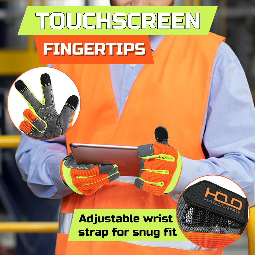 AIGEVTURE Safety Work Gloves Mens & Women, Light Duty Mechanic Gloves Touch Screen, Gardening Work Gloves with Grip,High Dexterity