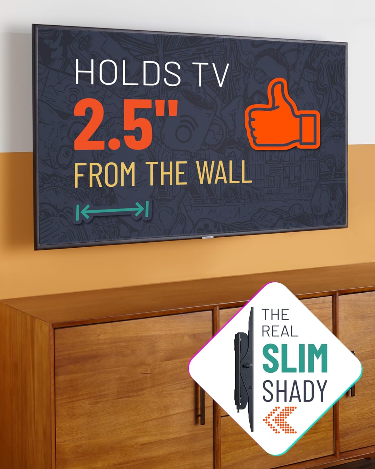ECHOGEAR Tilting TV Wall Mount with Low Profile Design for 32-70 inch TVs - Eliminates Screen Glare with 15º of Smooth Tilt - Easy Install with All Hardware Included - EGLT1-BK