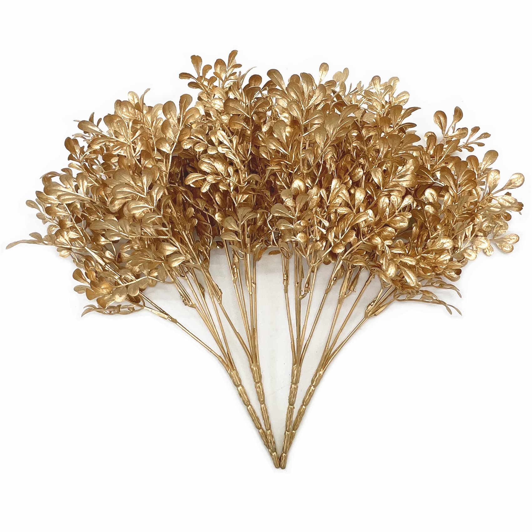 Christmas Decor Artificial Plants, PASYOU Gold Fake Antlers Plastic Grass Shrubs Leaves Indoor Outdoor Home Garden Party Hotel Verandah Wedding Event Faux DIY Decoration - 30 Inch Golden 2 Bunches