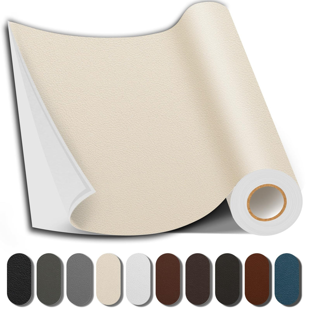 Shagoom Leather Repair Patch, Repair Patch Self Adhesive Waterproof, DIY Large Vinyl Patches for Couches, Furniture, Kitchen Cabinets, Wall （Beige, 3.5X79 Inch）