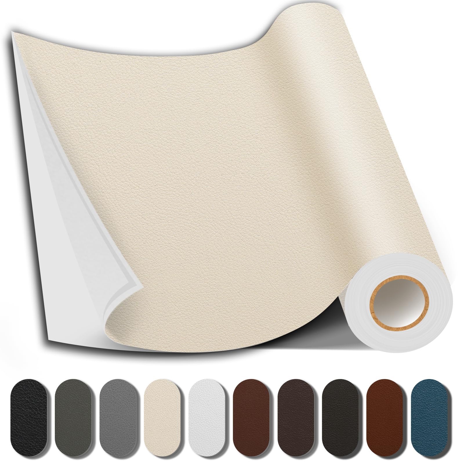 Shagoom Leather Repair Patch, Repair Patch Self Adhesive Waterproof, DIY Large Vinyl Patches for Couches, Furniture, Kitchen Cabinets, Wall （Beige, 3.5X79 Inch）