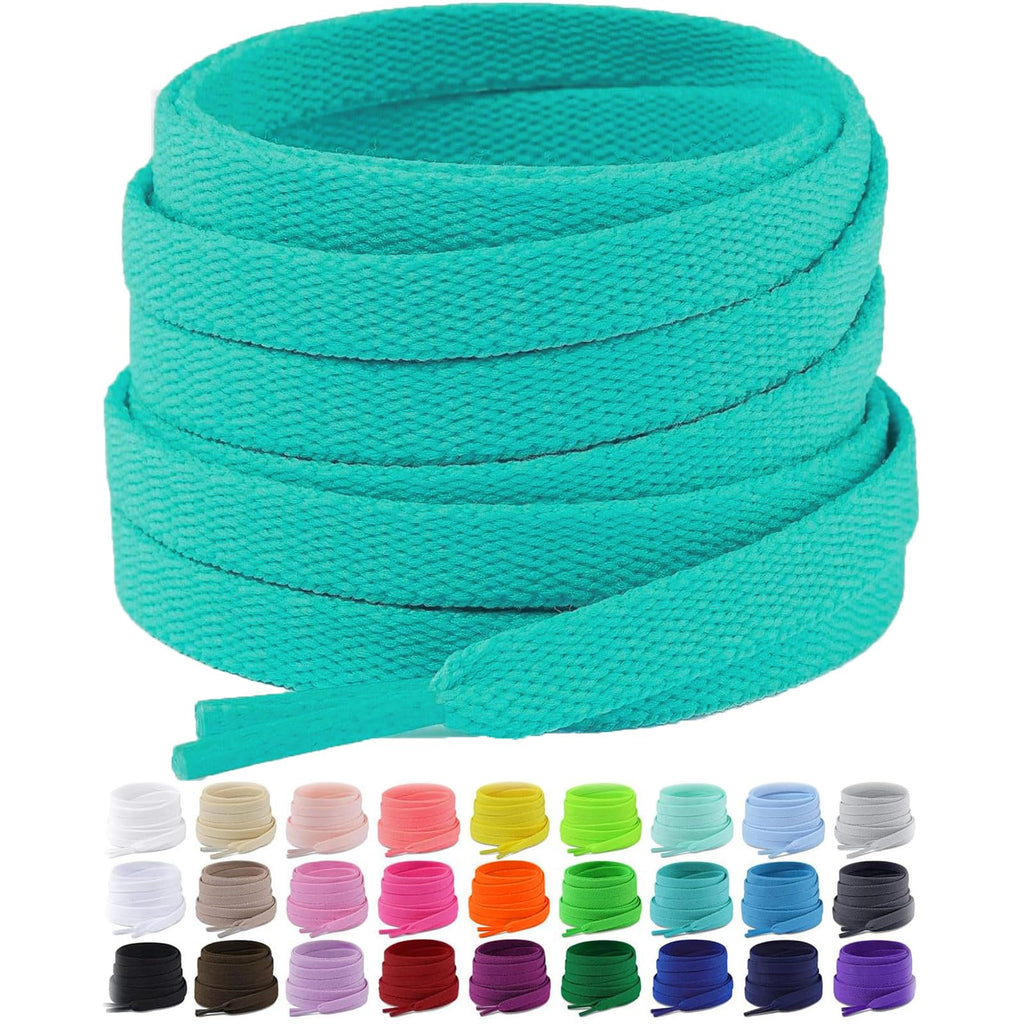 Upgrade Tight Weave Flat Shoelaces 28 Colors 5/16" Wide Shoe Laces for Sneakers - 2Pairs
