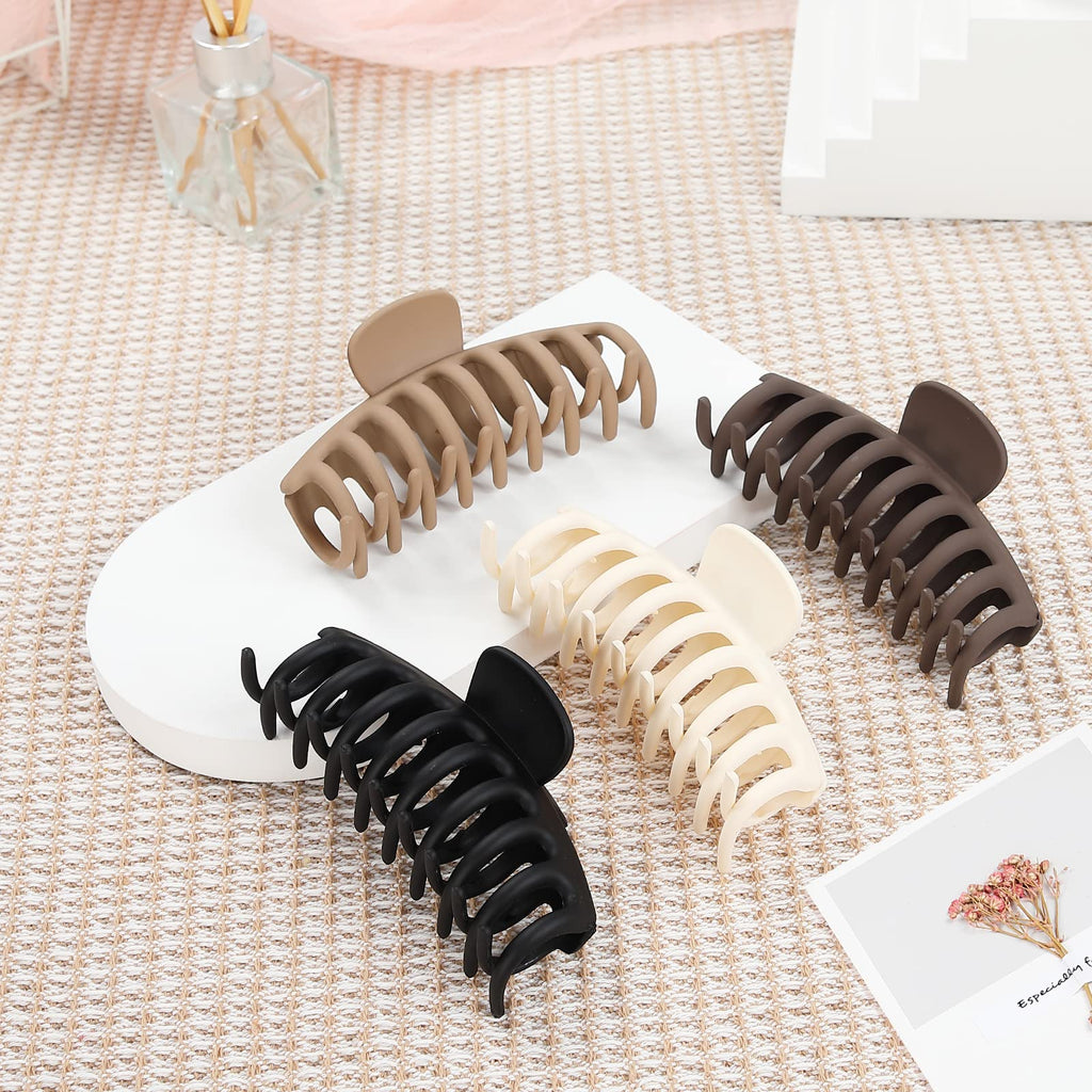 laxizar 8 Pack Claw Clips Rectangular Hair Clips for Women Girls Large Bandana Clips Strong Hold Hair Jaw Clips (Black)