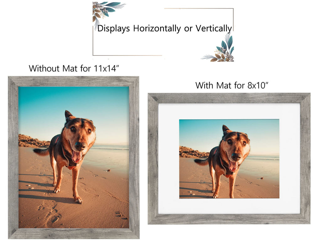 Califortree Black 11x14 Picture Frame - Display Photos 8x10 with Mat or 11x14 Without Mat - HD Glass Inside, Set of 2