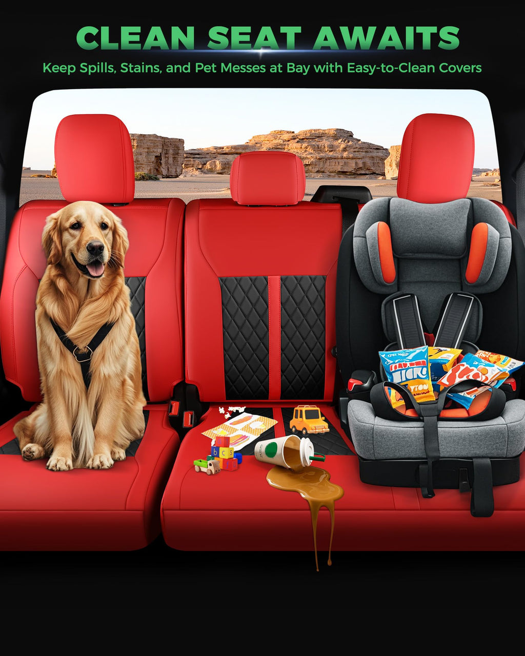 for Ford F150 Leather Seat Covers, Super Crew Cab XL XLT 2015-2020, F250 F350 F450 Super Duty Crew Cab 2017-2022,Custom Truck Seat Cover Full Set, Pickup Accessories, Black (Bucket Seat)