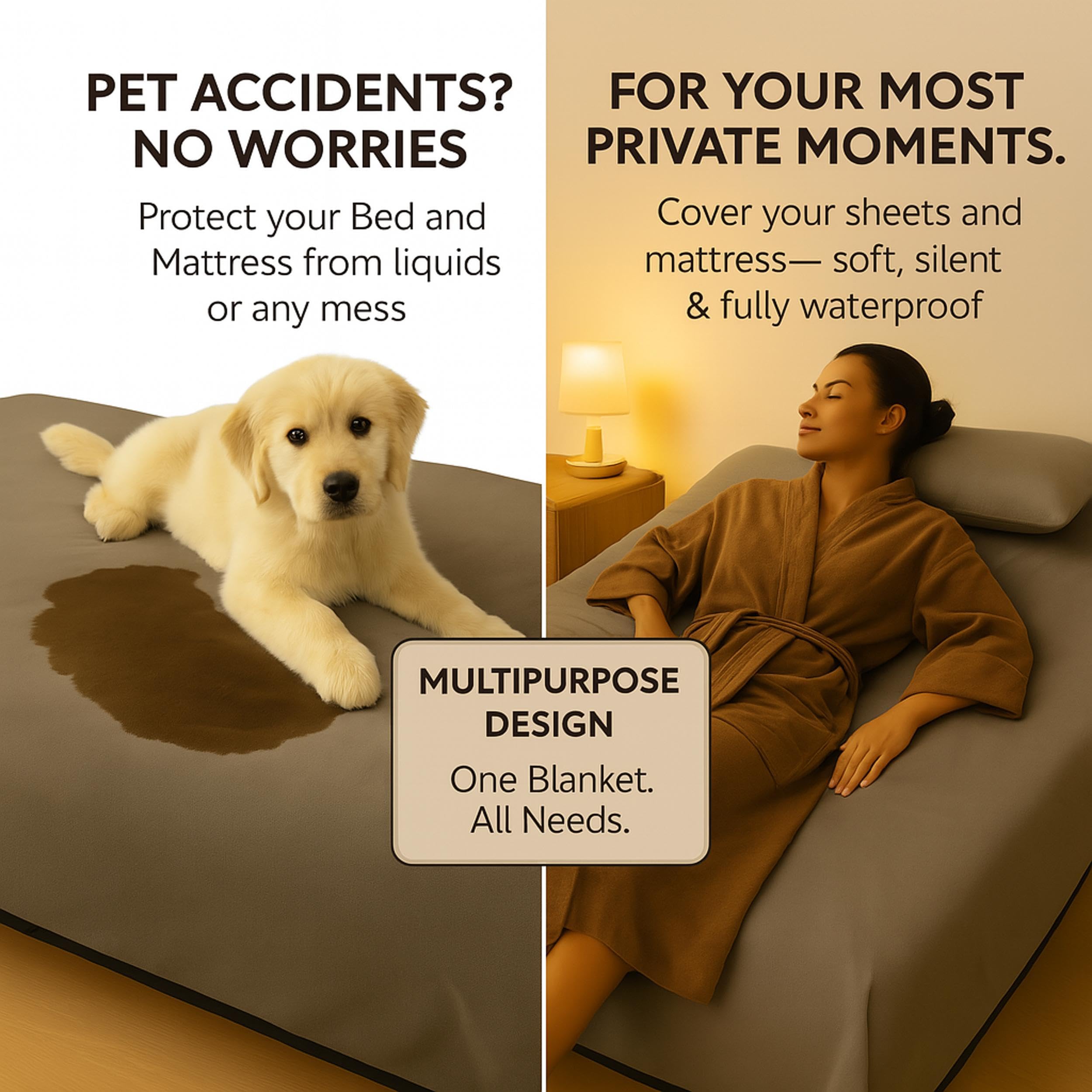Waterproof Blanket for Bed & Couch Protection, Reddish/Green, 80"x90" | High-Density Heavy-Duty Material – Ultra-Soft & Durable Soft Fleece, Leakproof, Reversible, Silent No-Crinkle Design