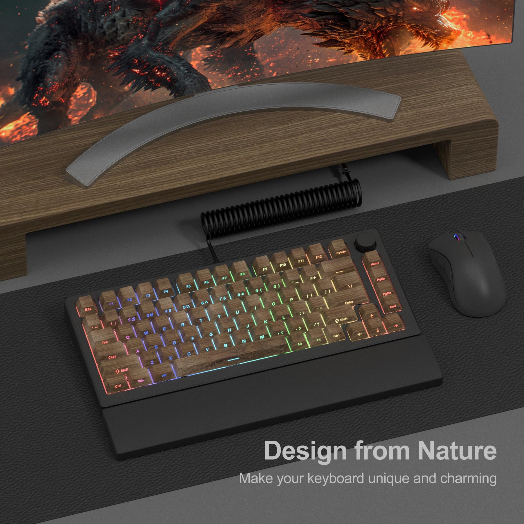 dagaladoo Black Topographic keycaps Double Shot PBT keycaps Shine Through Keyboard Keys Side Printed Key caps Cherry Profile Custom keycap Set for100%, 75%, 65%, 60% US Layout Mechanical Keyboard