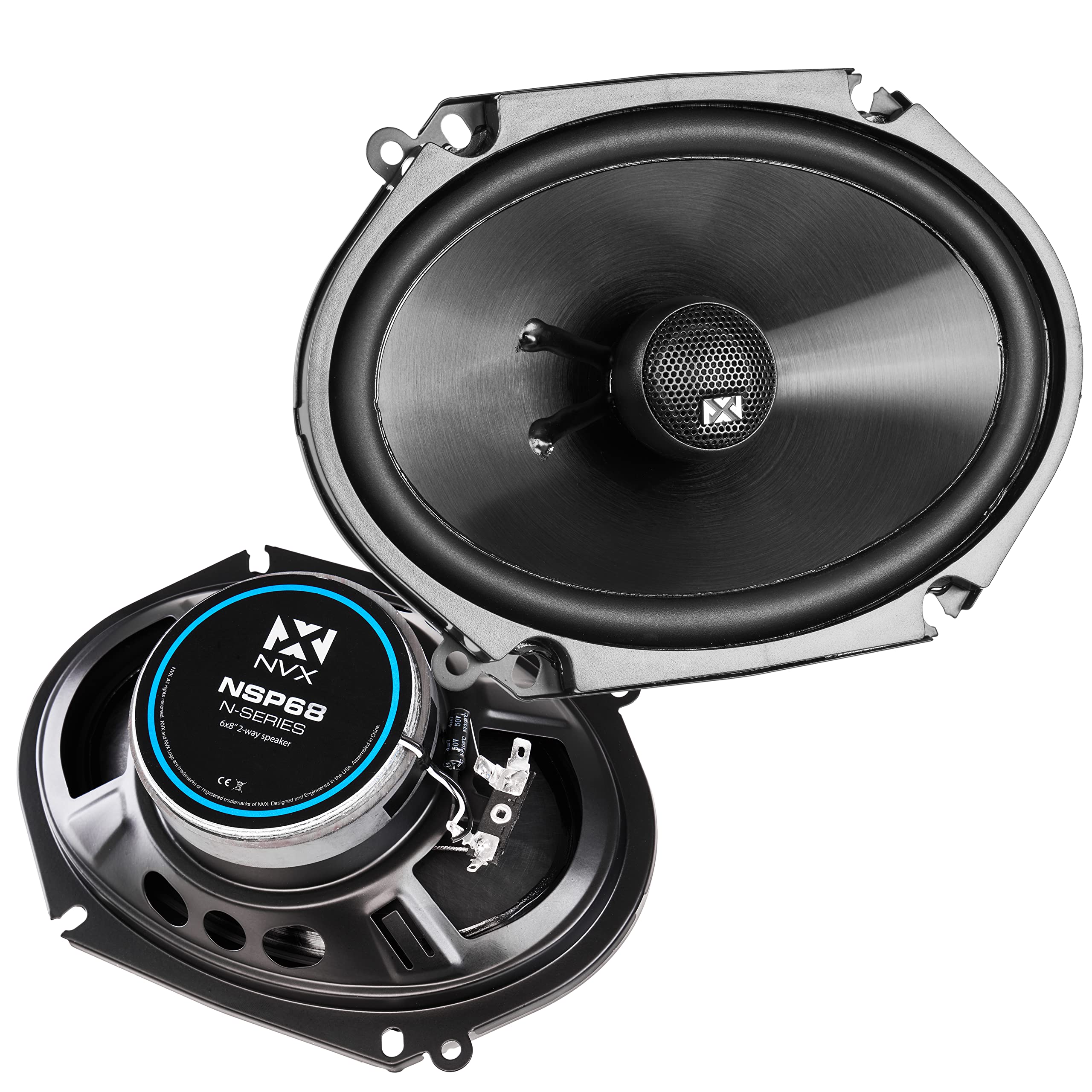 NVX NSP35 3.5" Car Speakers, 200W Max, 70W RMS, 2-Way Coaxial w/Silk Dome Tweeters & Built-in X-Overs, Easy to Install in Cars/Trucks/Doors (Pair)