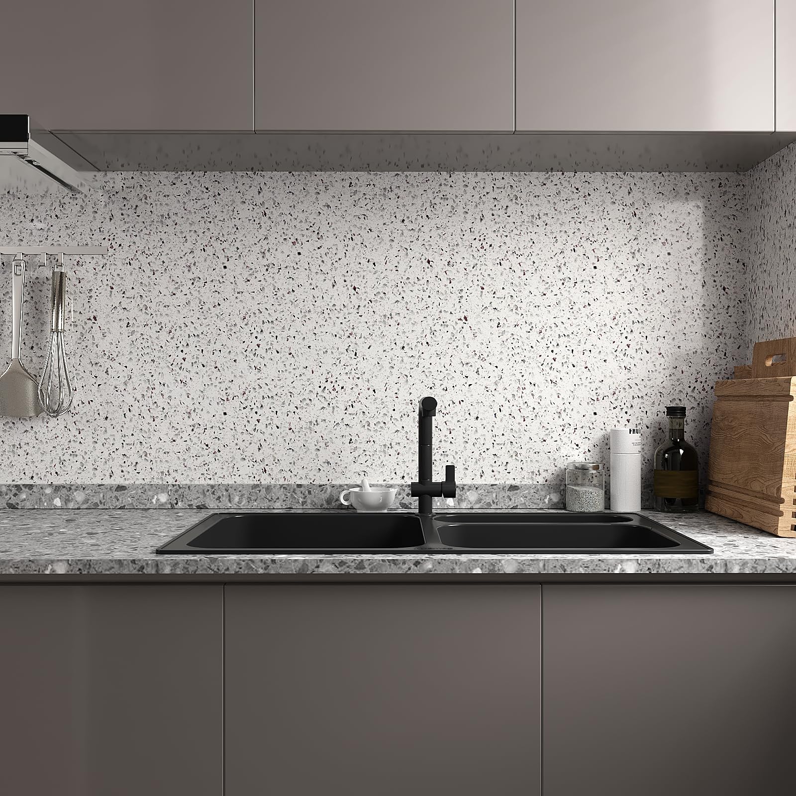 VEELIKE 15.7''x118'' Granite Contact Paper for Countertops Waterproof Self Adhesive Granite Wallpaper Peel and Stick Countertops for Kitchen Bathroom Counter Top Removable Decorative Vinyl Film