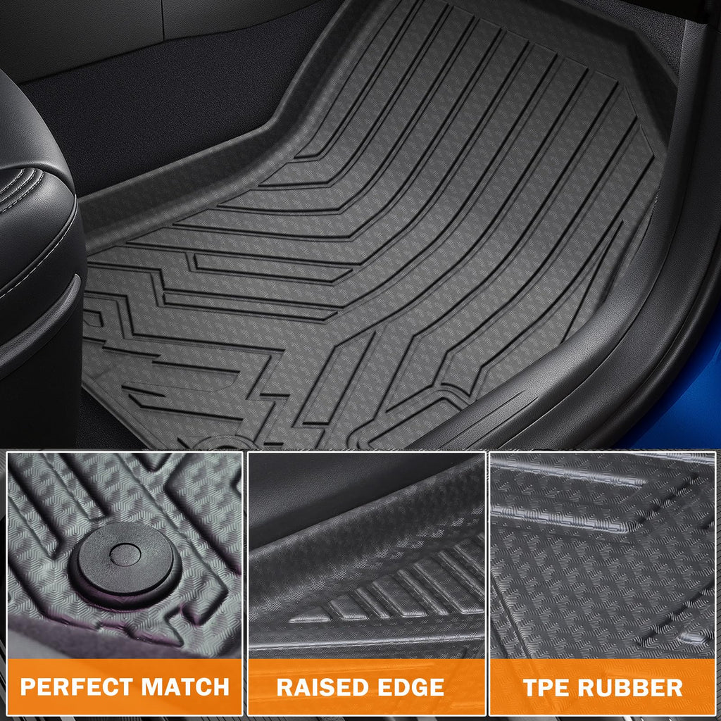 KUST Floor Mats for Tesla Model S Accessories 2012-2024 2025 (Not for Plaid/Long Range) Custom Fit Floor Liners A ll Weather Protection 1st & 2nd Row High Edge Non-Slip