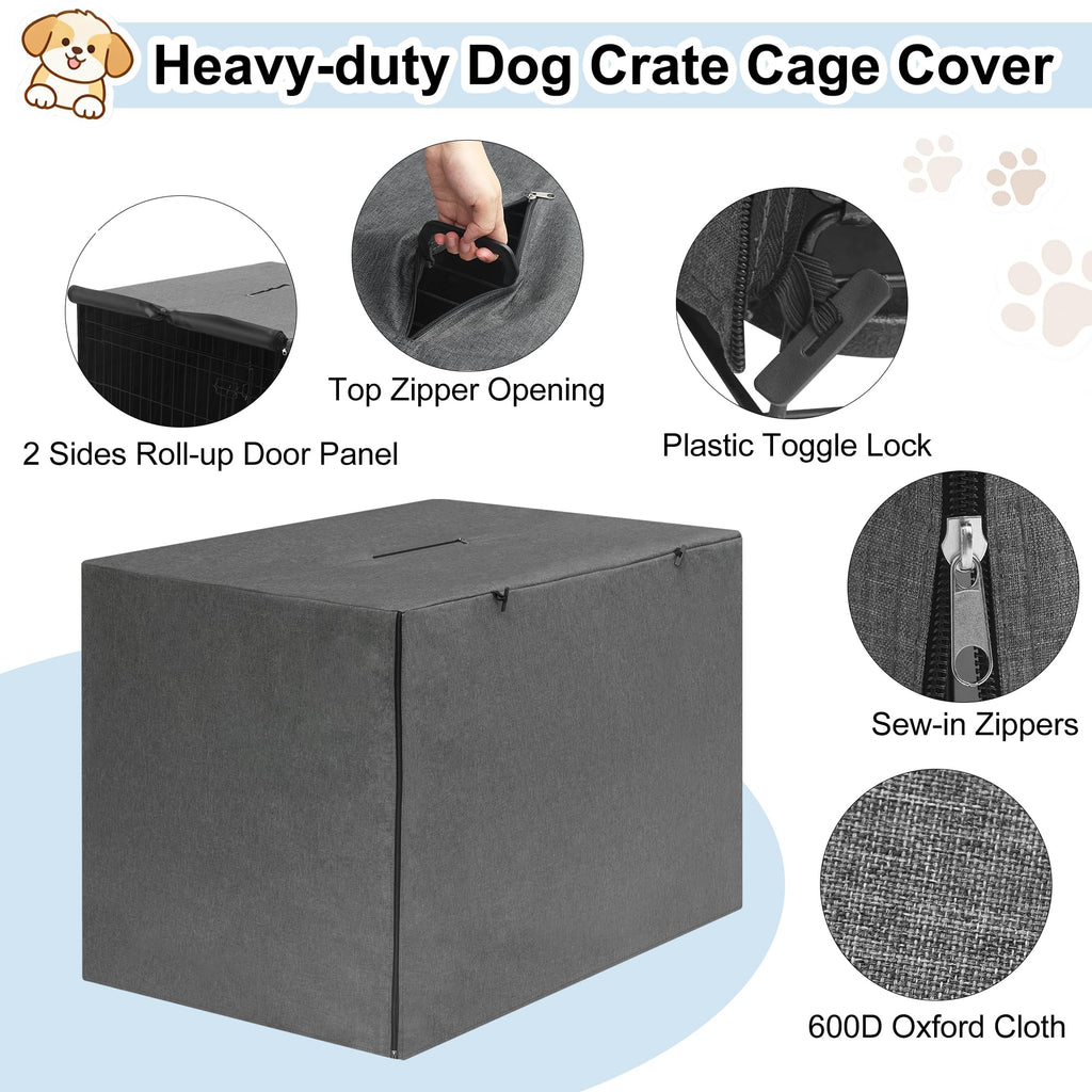 HiCaptain Dog Crate Cover 24.0" L x 18.0" W x 20.0" H with Breathable Mesh, Durable Heavy Duty Kennel Cover, Dual Zippered Panels, Windproof Waterproof UV-Resistant(Beige)